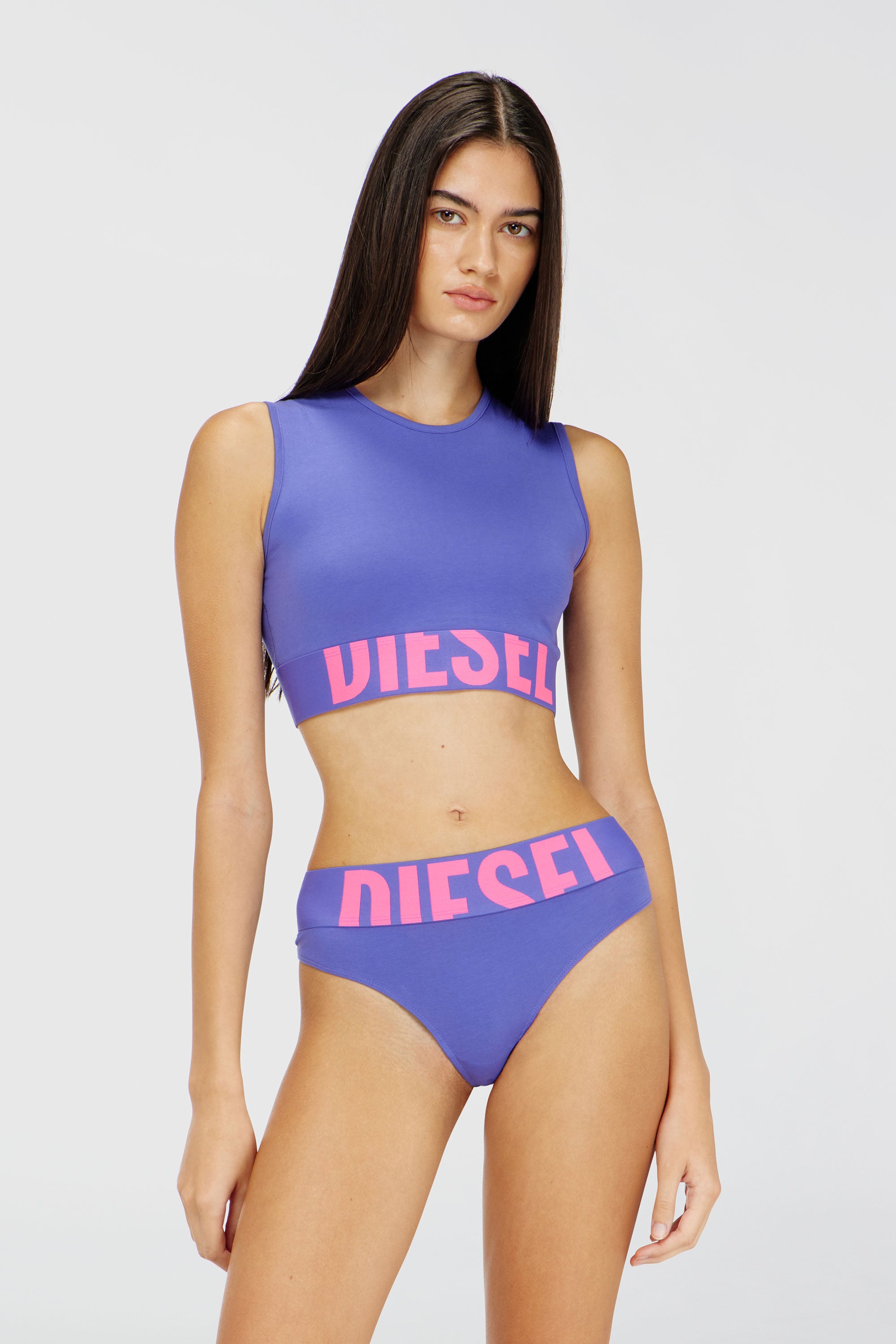 Diesel - ADA-D-POP, Damen Verk&uuml;rztes Tanktop mit Cut-off-Logo in Violett - 1