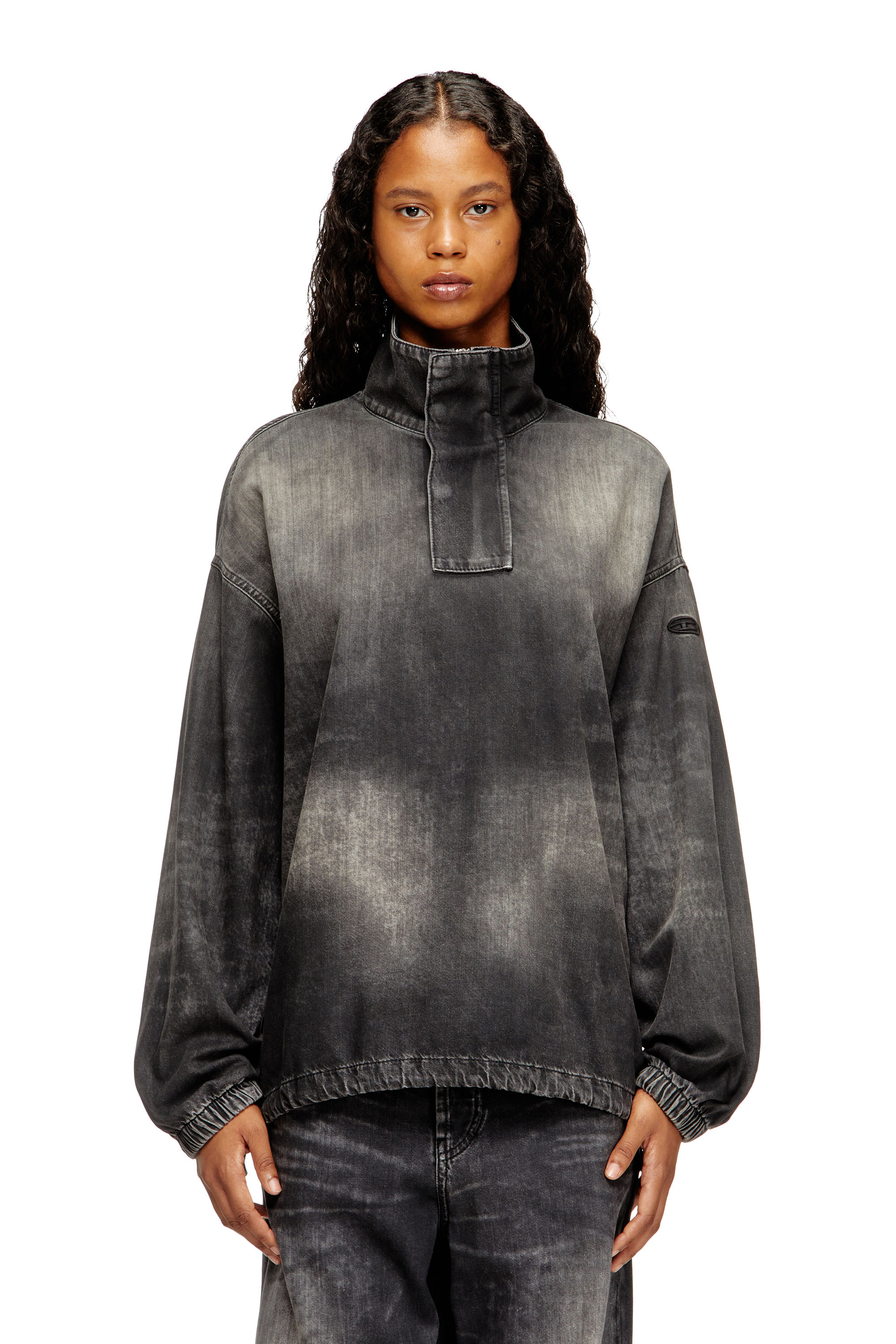 Diesel - D-FLOW-S3, Unisex Denim-Top mit Stehkragen in Schwarz - 1