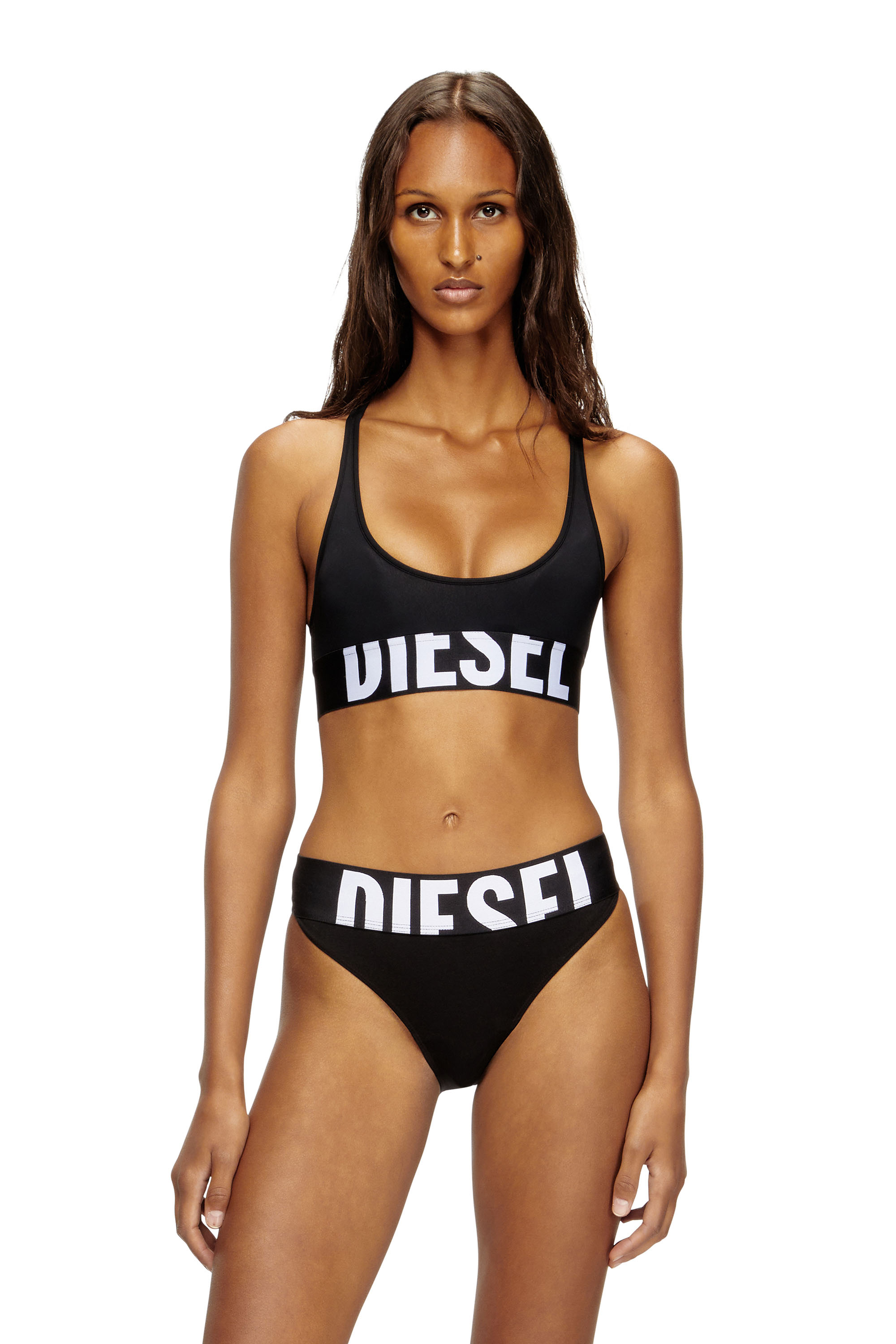 Diesel - ALLISON-D-POP, Damen Sport-BH aus Mikrofaser mit Cut-off-Logo in Schwarz - 1