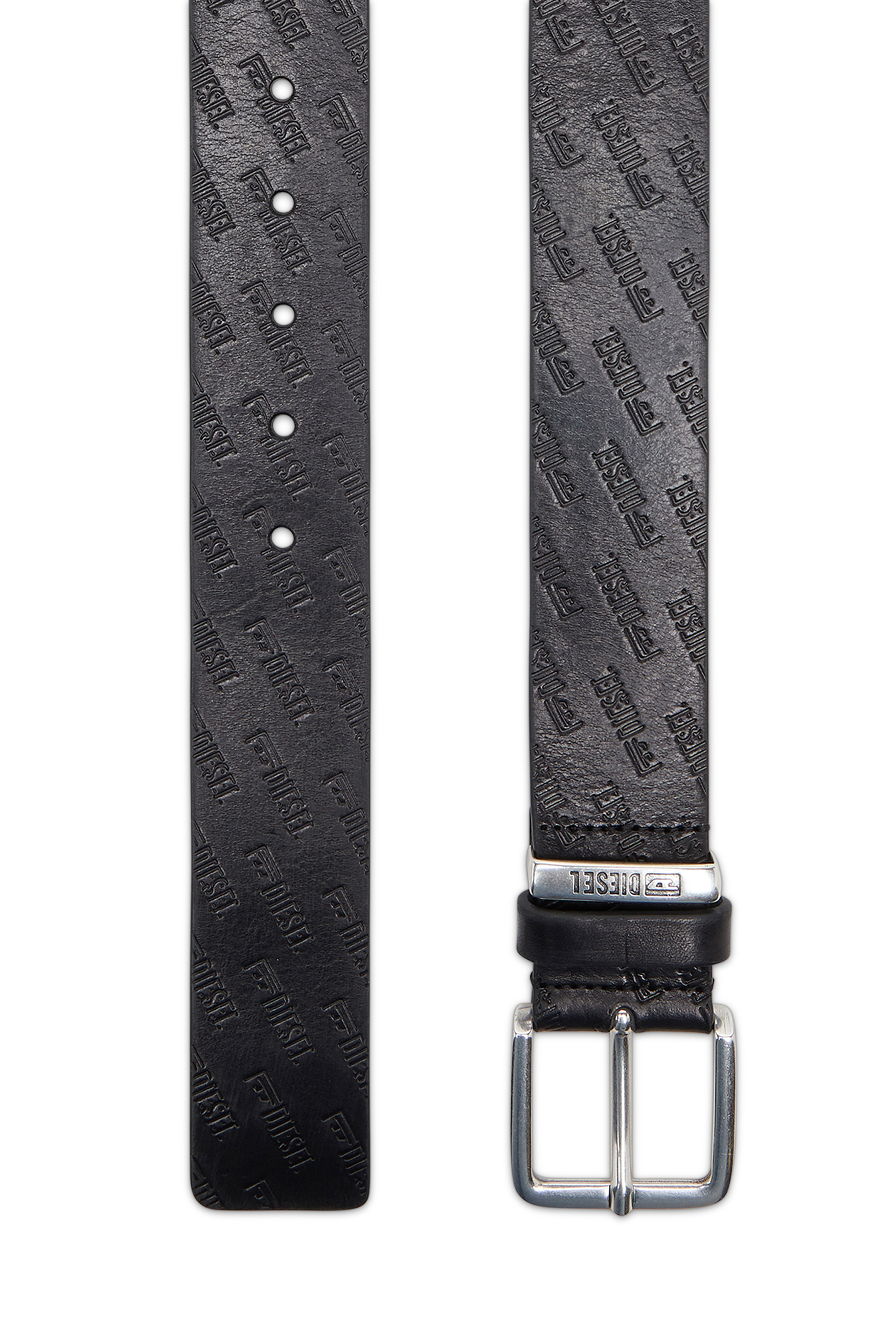 Diesel - B-MONOGRAM DSL, Herren 4 cm Lederg&uuml;rtel mit all-over gepr&auml;gtem Diesel logo in Schwarz - 2