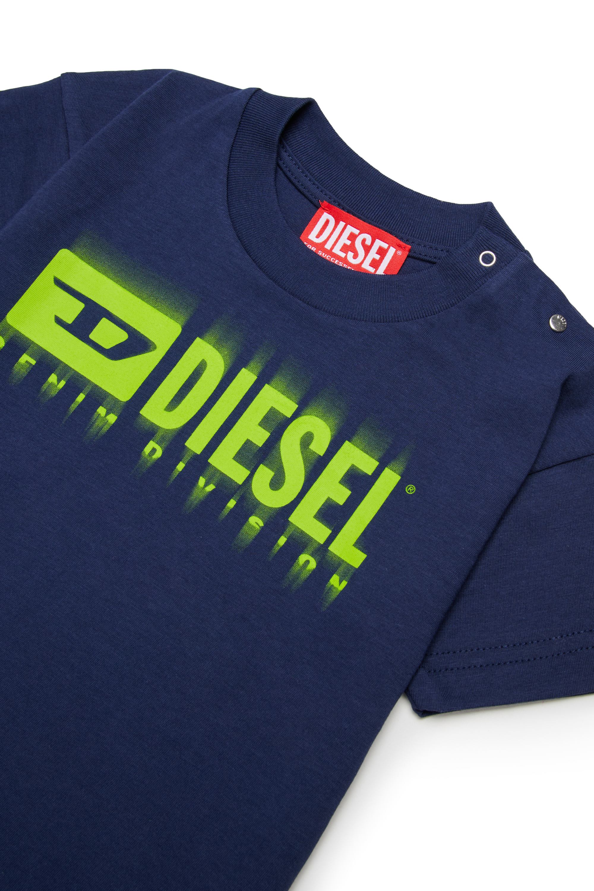 Diesel - TDIEGORL6MAB, Unisex T-Shirt mit verschmiertem Logo in Blau - 3