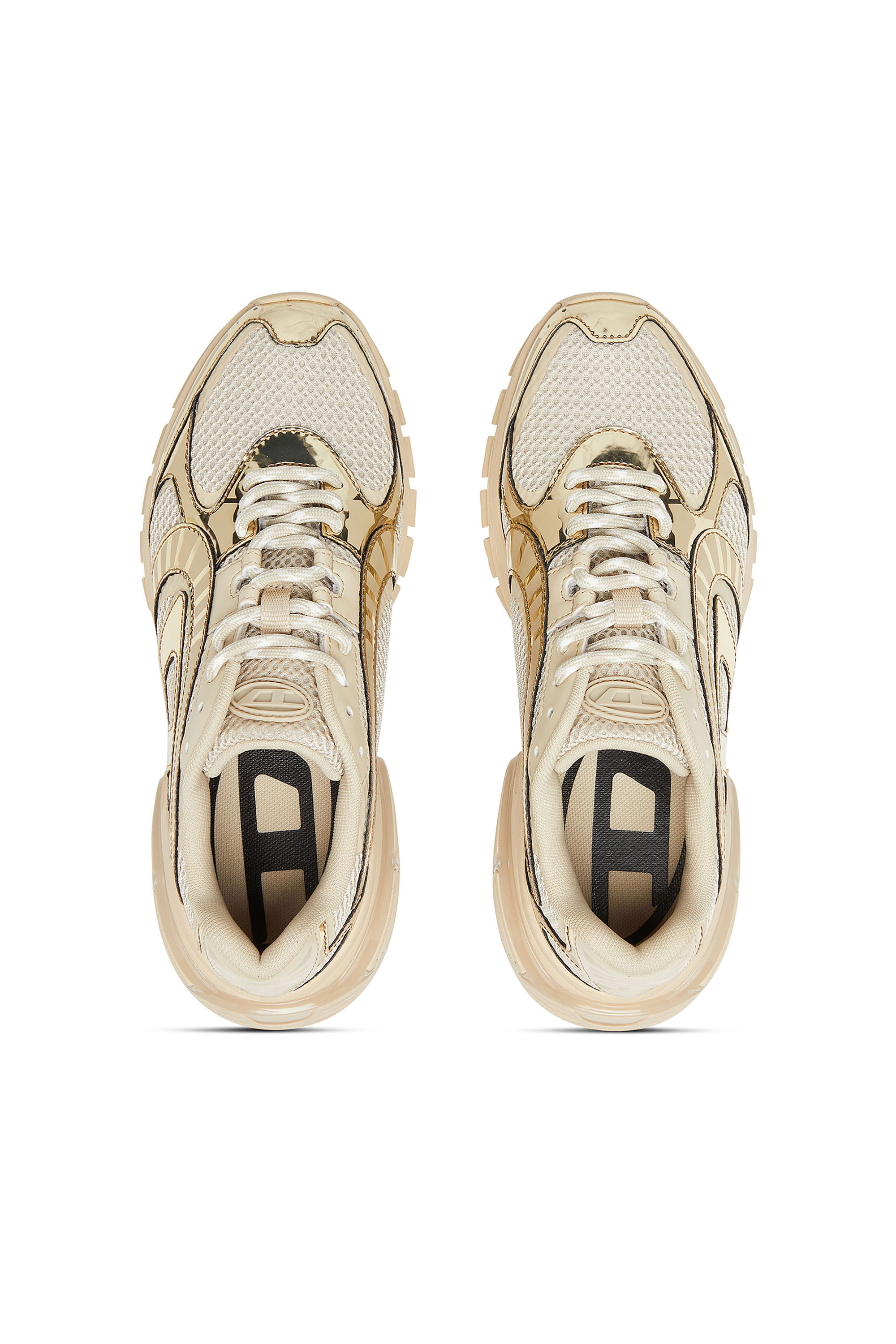 Diesel - S-PRO-V-DENSE LOW W, Woman's S-Pro-V-Dense-Metallic mesh sneakers with Oval D logo in Beige - 4