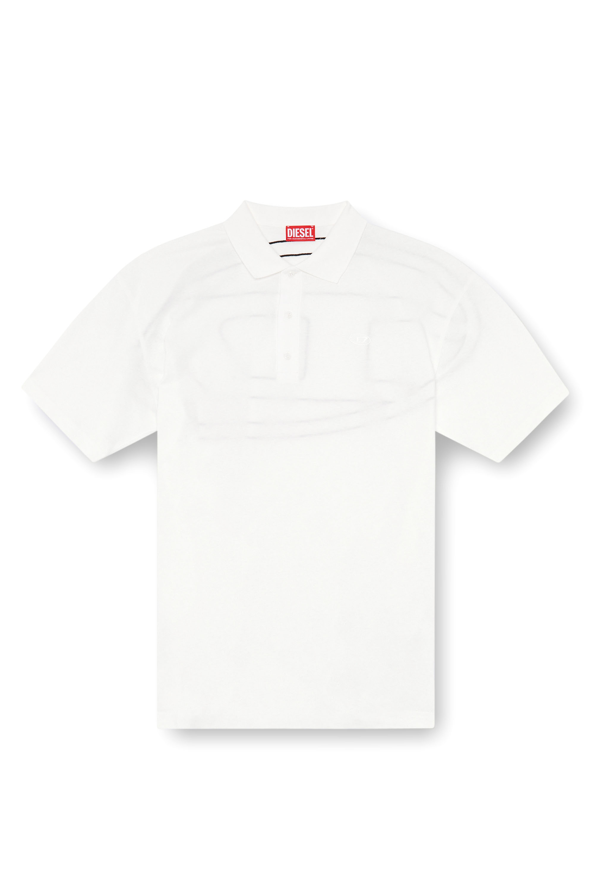 Diesel - T-VORT-MEGOVAL-D, Herren Poloshirt mit großer Oval D-Stickerei in Weiss/Schwarz - 2