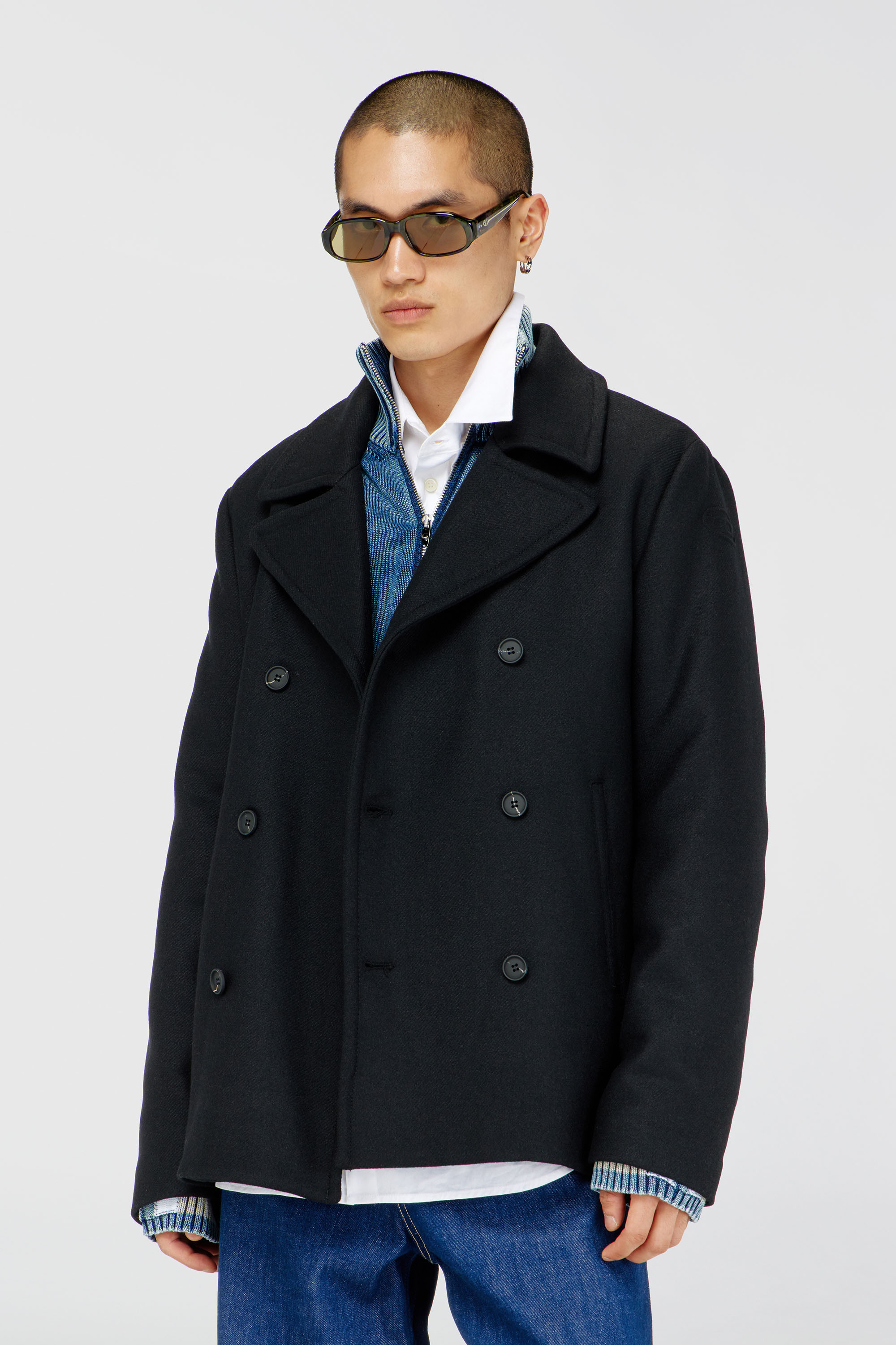 Diesel - W-HALEY-WRD, Herren Cabanjacke aus gefilztem Wollgemisch in Schwarz - 3
