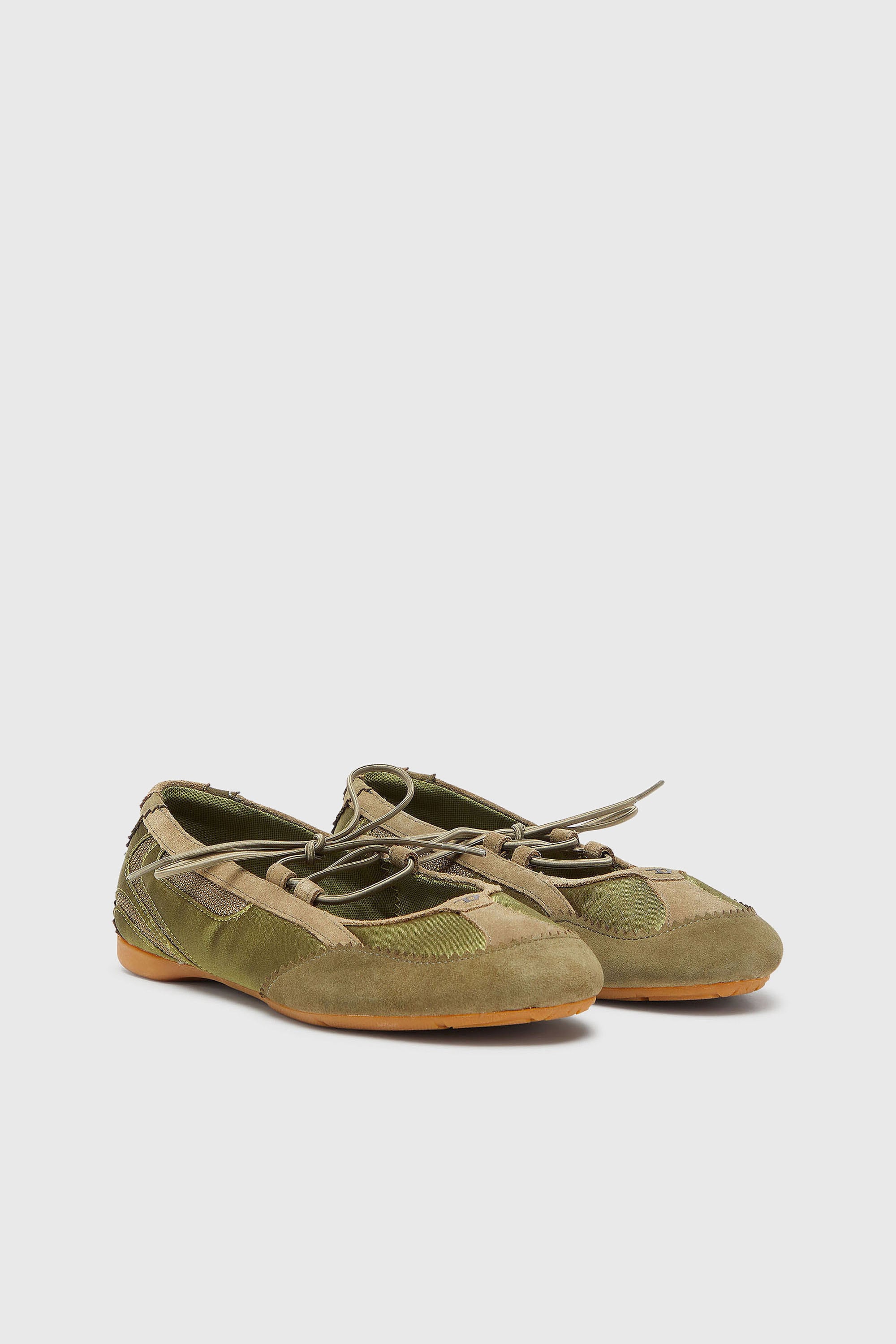 Diesel - D-MILE BALLERINA LACE UP II W, Damen D-Mile &ndash; Ballerinaschn&uuml;rschuhe aus Leder und Mesh in Armeegr&uuml;n - 2