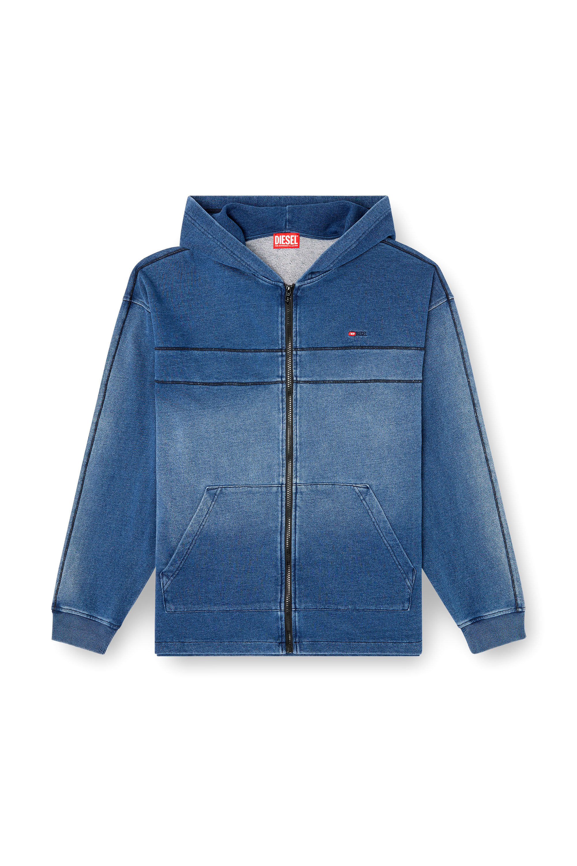 Diesel - S-BLAXT-HOOD-ZIP-NEW, Herren Kapuzenpullover aus Jersey im Denim-Look in null - 3