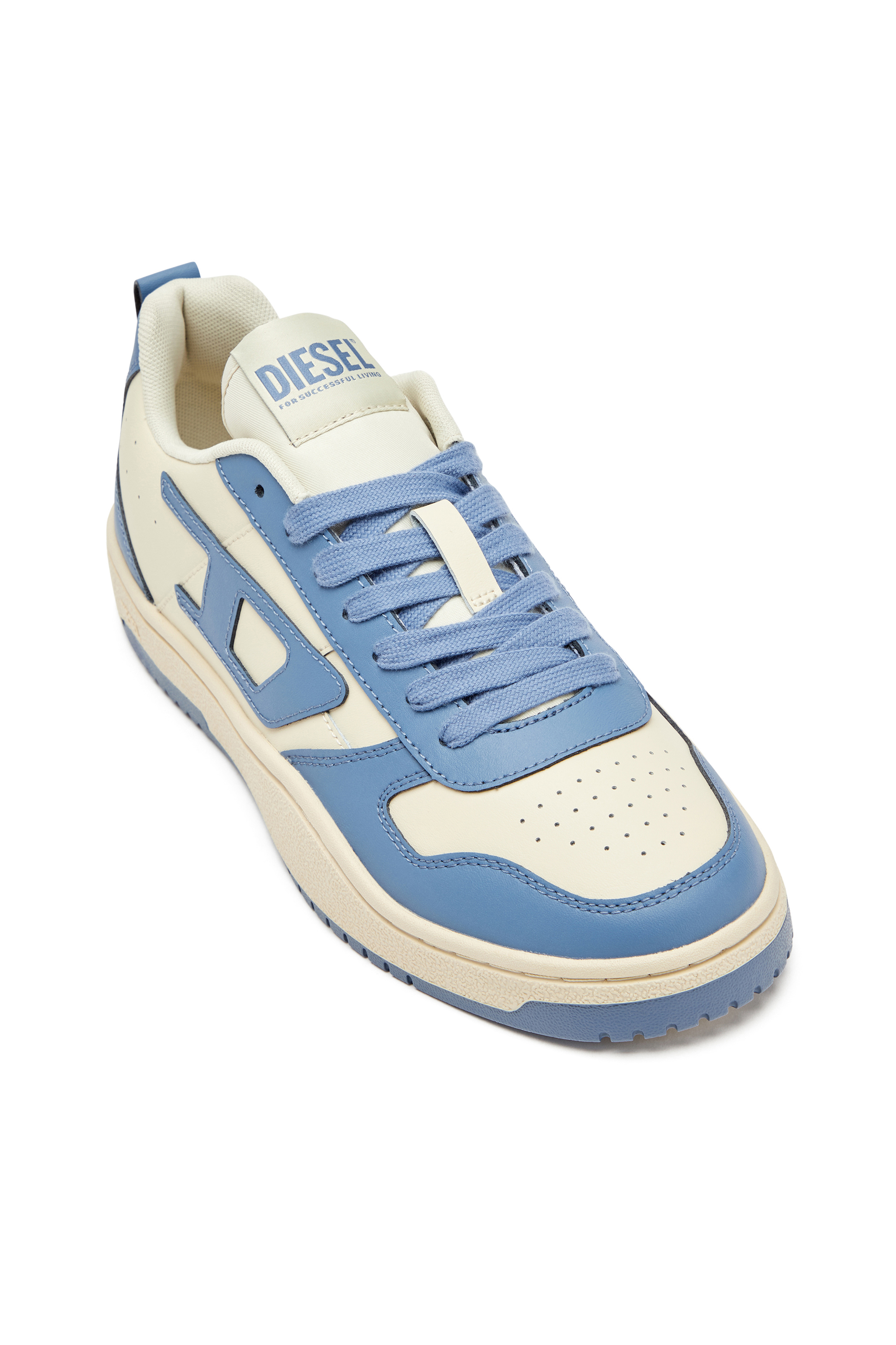 Diesel - S-UKIYO V2 LOW, Herren S-Ukiyo Low-Low Top-Sneakers aus Leder und Nylon in Blau/Weiss - 6