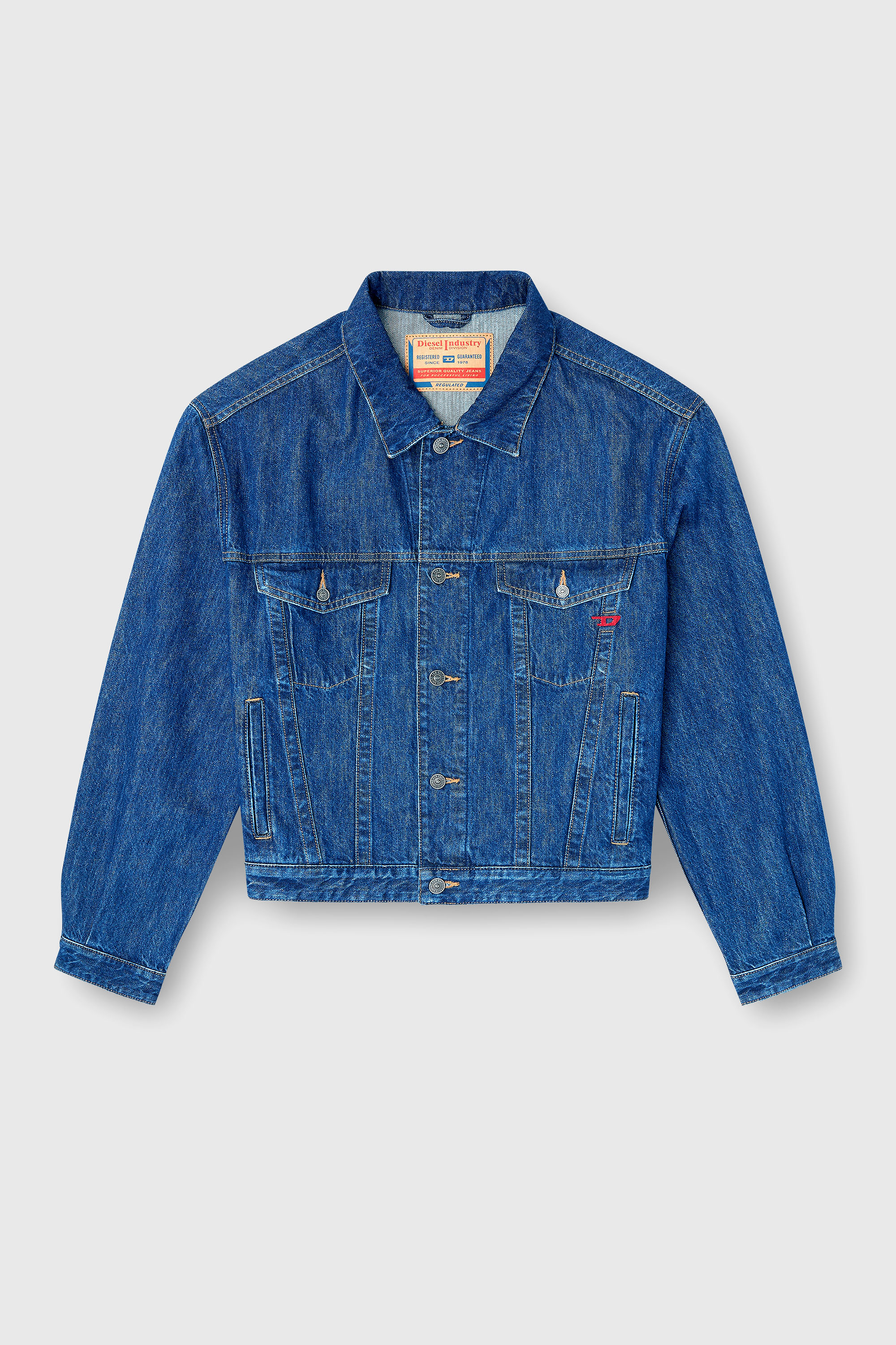 Diesel - D-RANGER, Herren Truckerjacke aus Denim in Mittelblau - 2