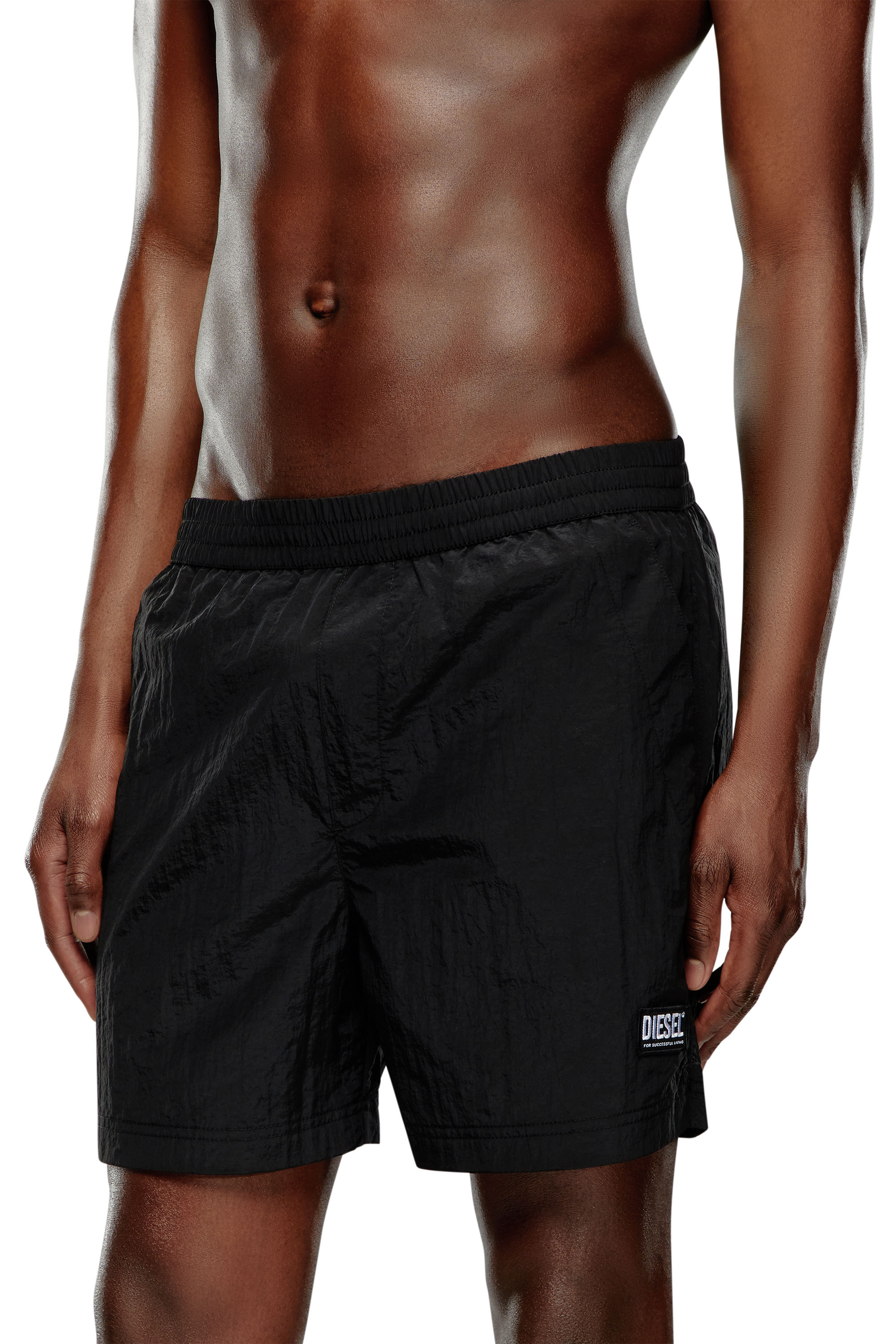 Diesel - BMBX-RIO-41CM-PARACHUTE, Man Board shorts in crinkled fabric in Black - Image 2