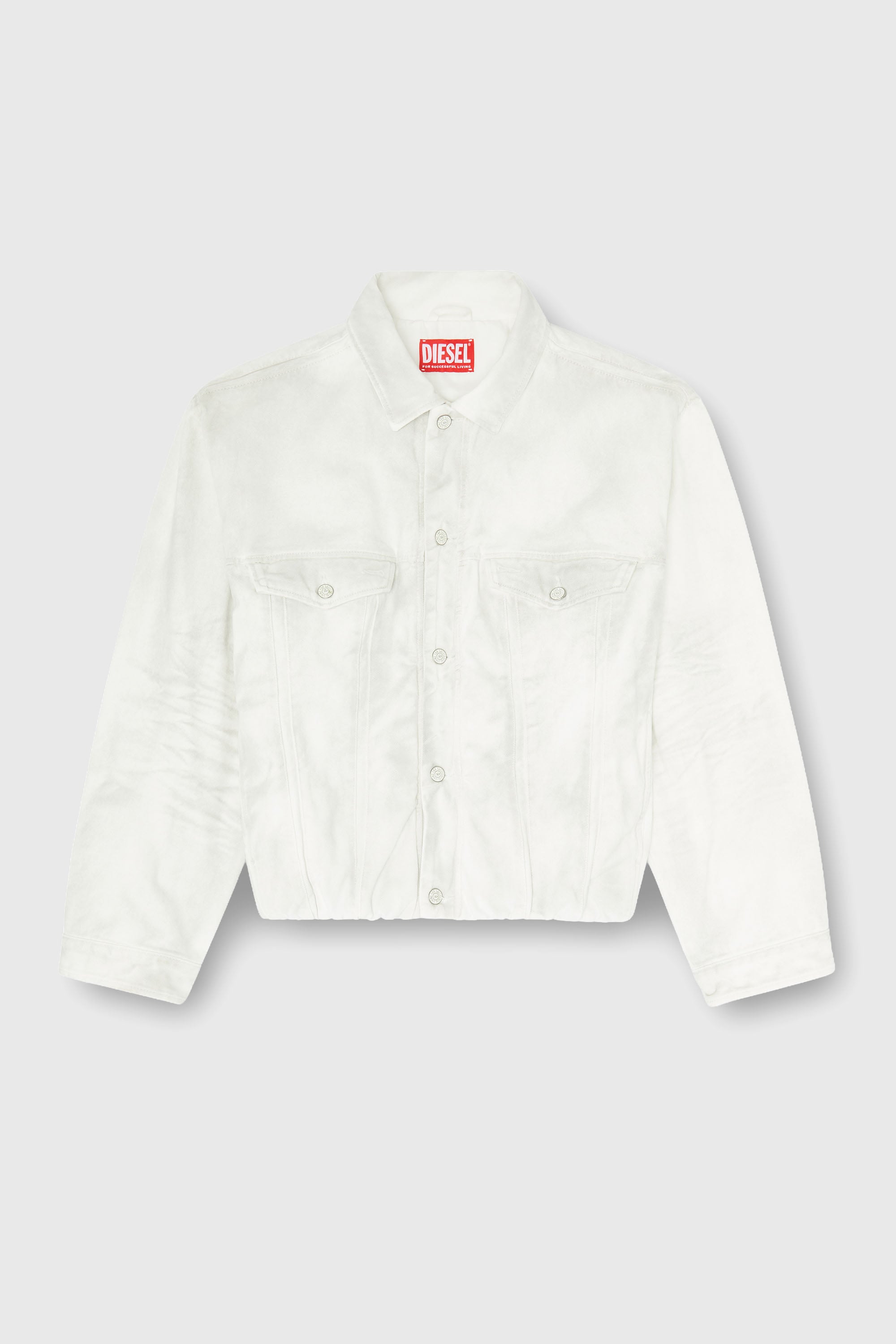 Diesel - D-MORVI-FSJ1, Herren Elastische Truckerjacke aus Denim in Wei&szlig; - 2