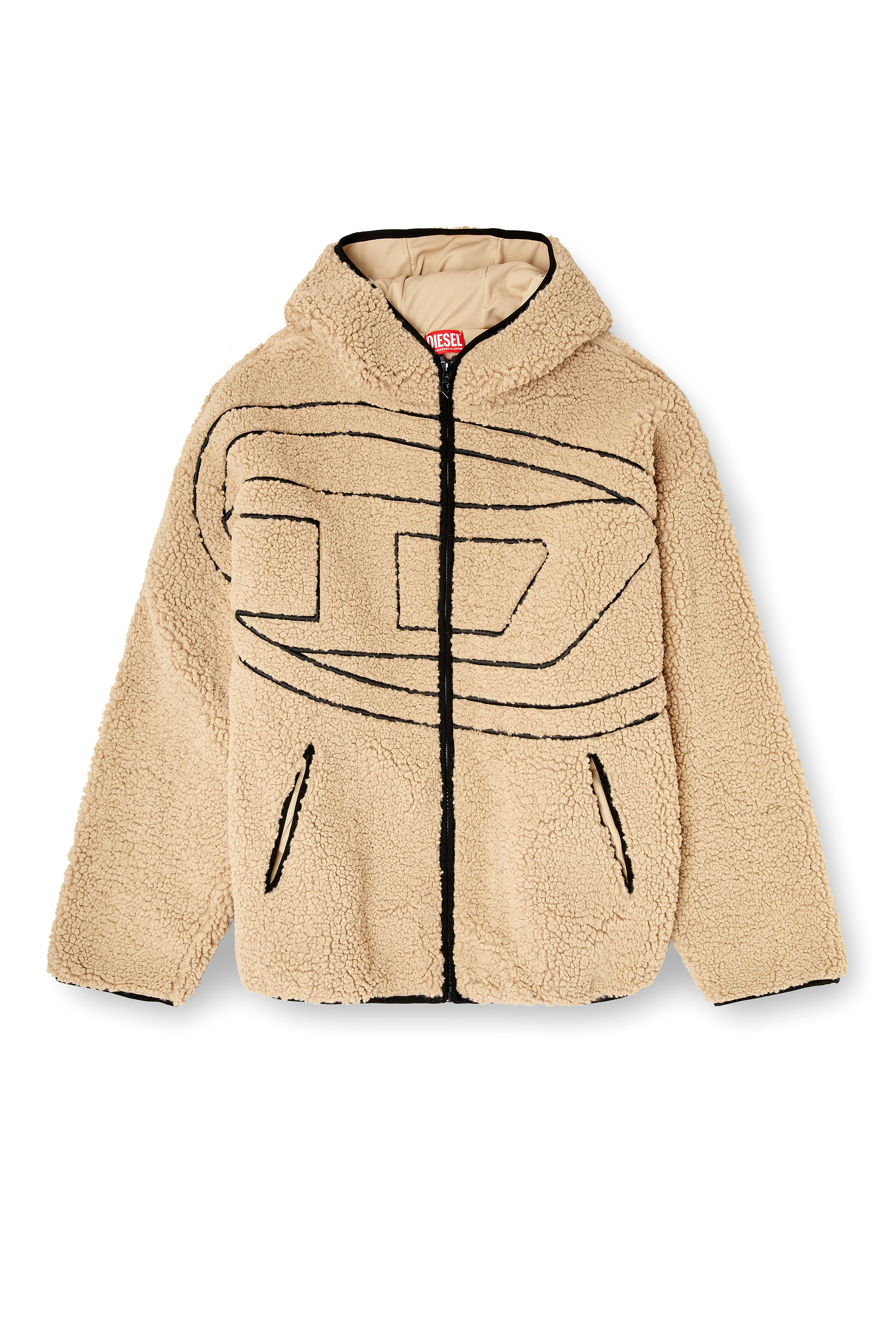 Diesel - S-ZAT, Herren Teddy-Kapuzenpullover in Beige - 3