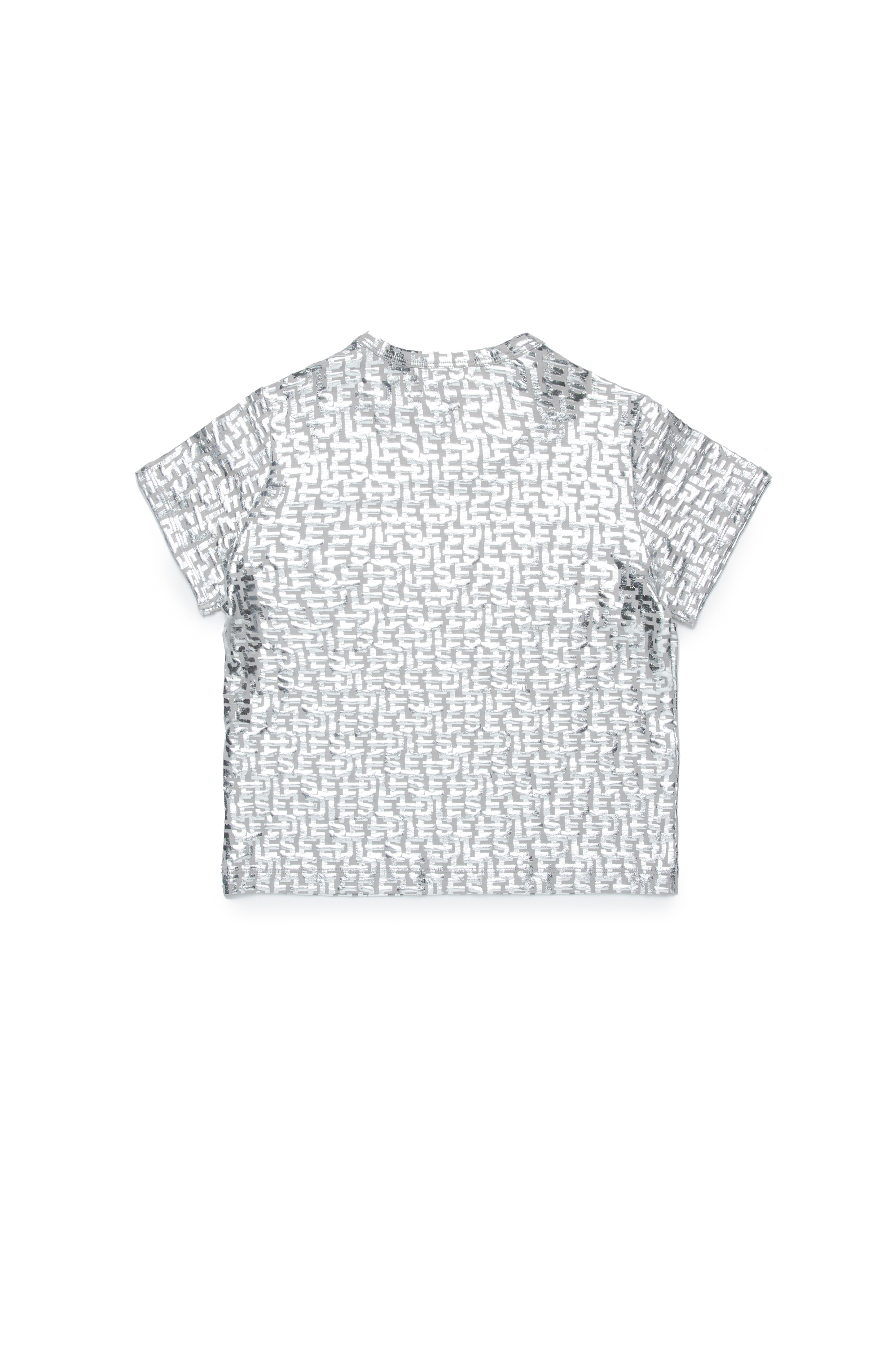 Diesel - TUNCUTIELONGL5, Damen T-Shirt mit Diesel-Monogram-Folie-Print in Silber - Image 2