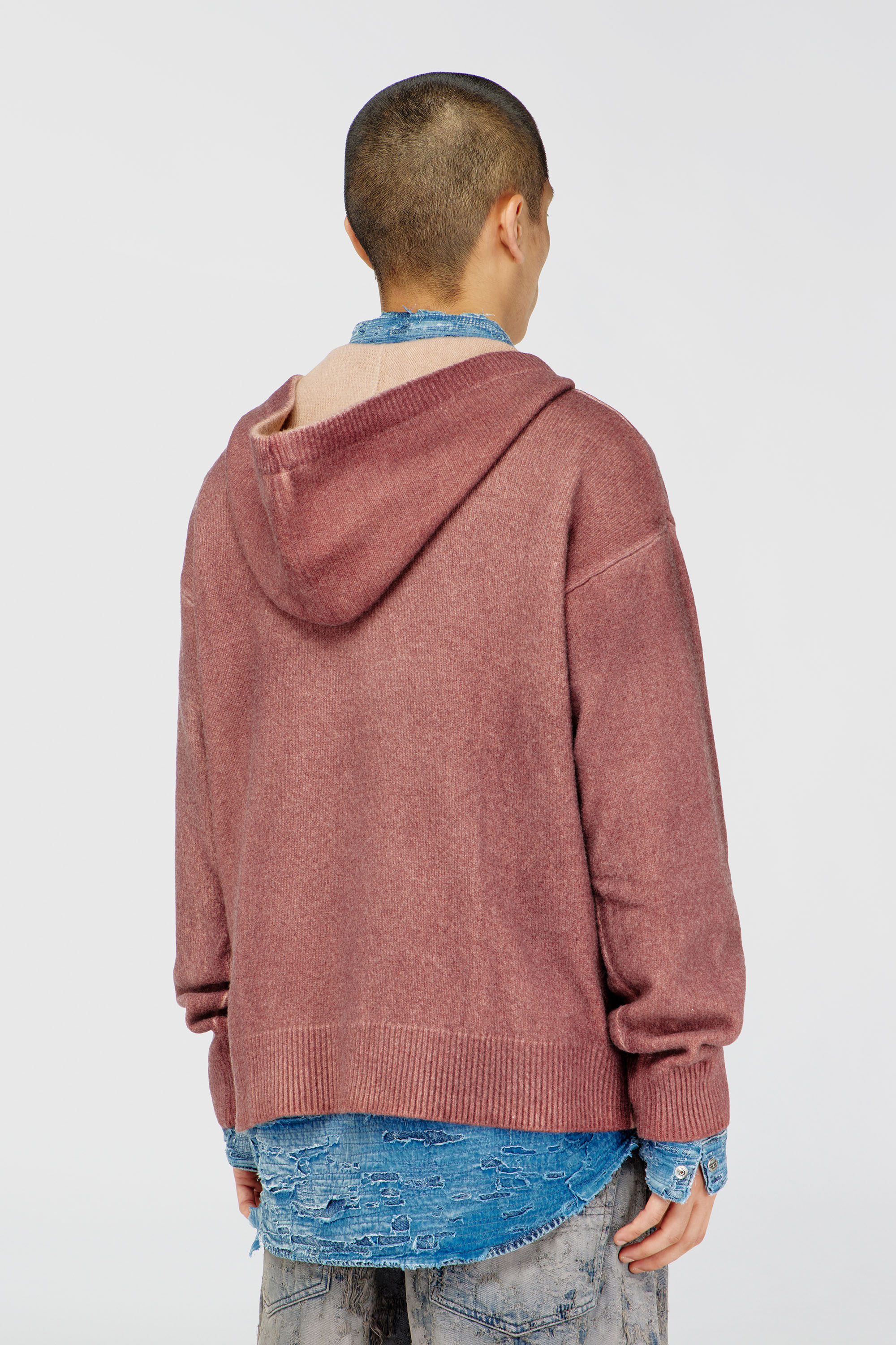 Diesel - K-PICKLED, Herren Doppelt gef&auml;rbtes Hoodie aus Wollmischstrick in Braun - 4