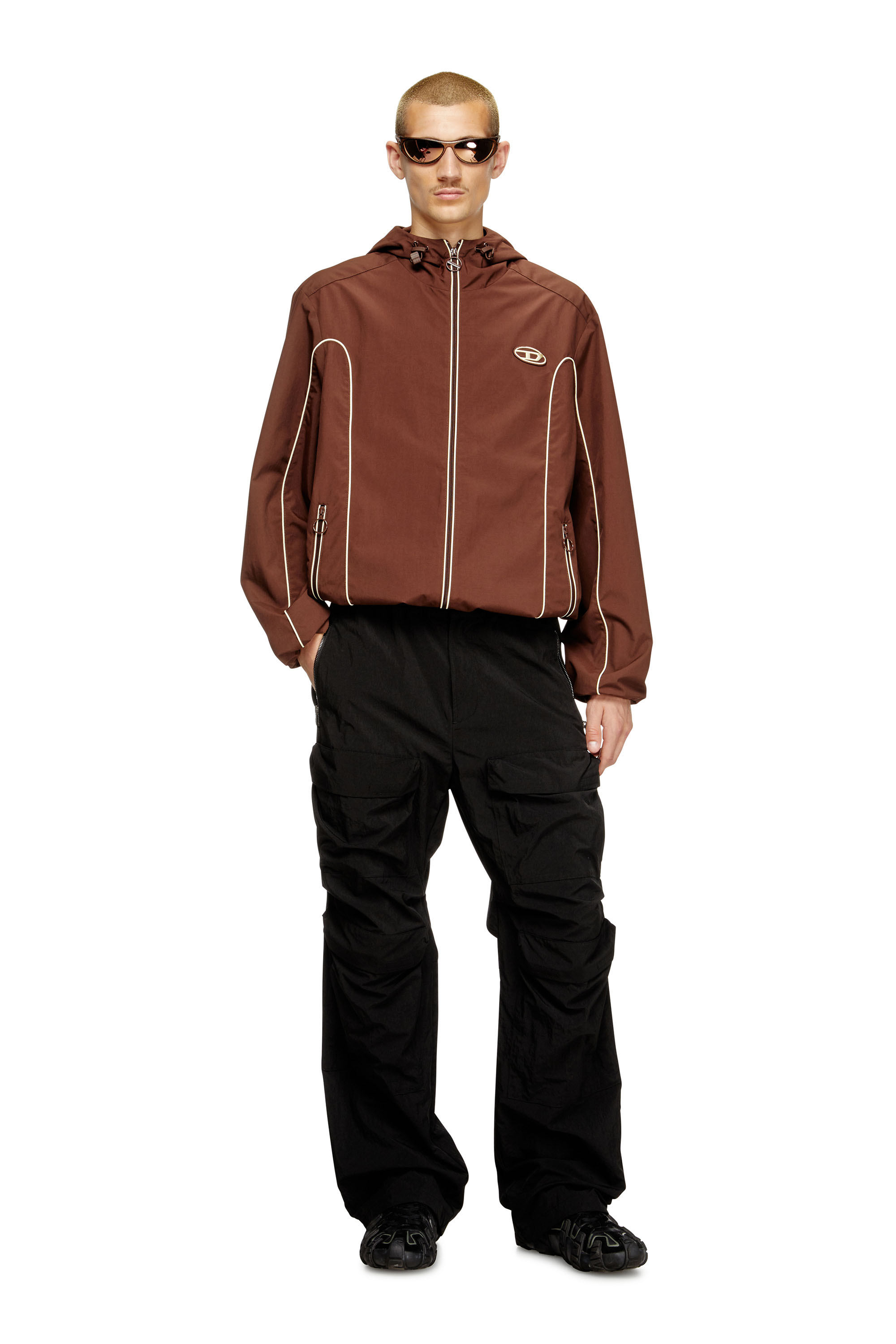 Diesel - J-HIVES, Herren Windjacke mit Kontrastpaspelierung in Braun - 2