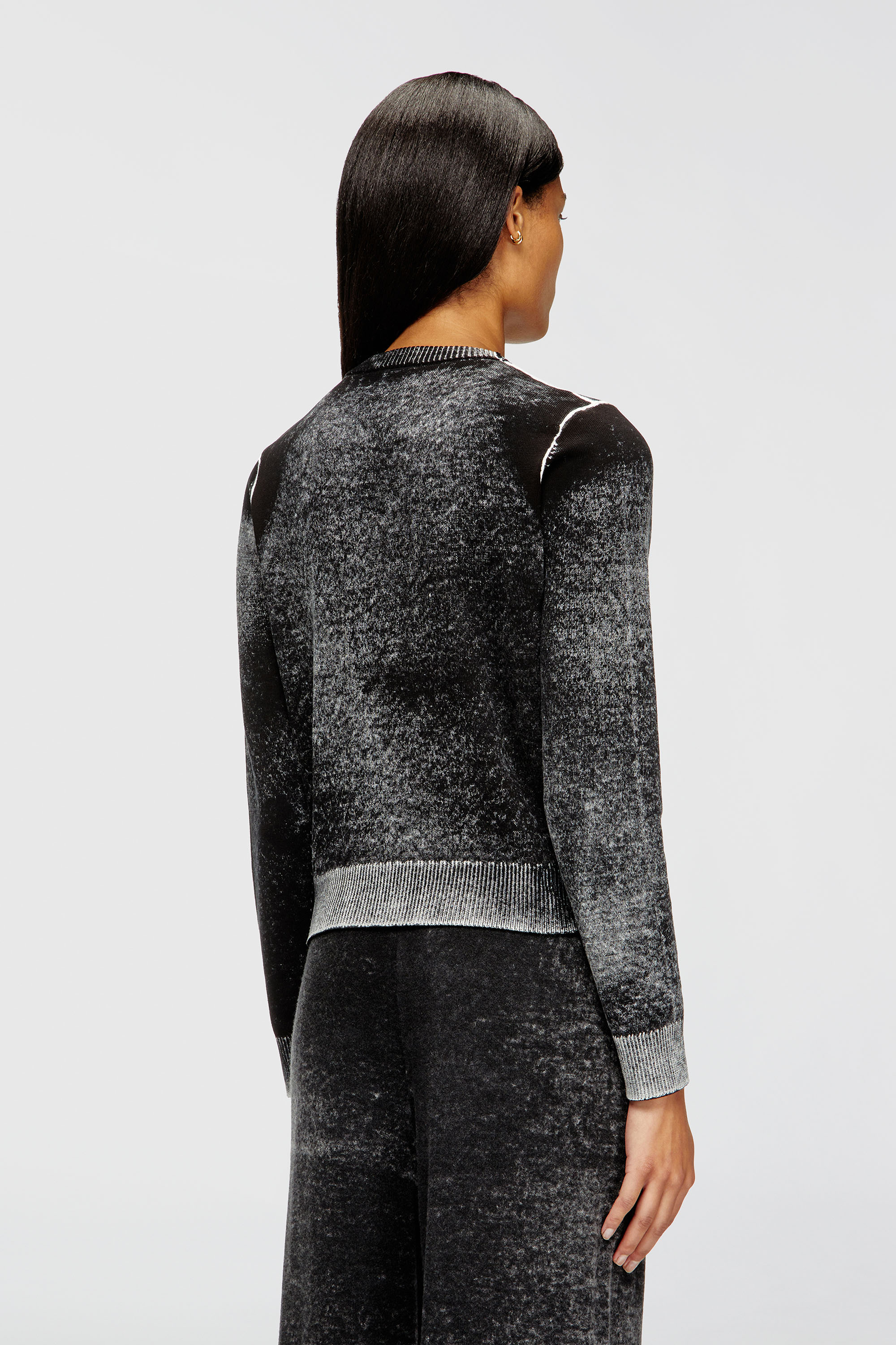 Diesel - M-LOVRE, Woman's Jumper with faded reverse print in Grey/Black - 4