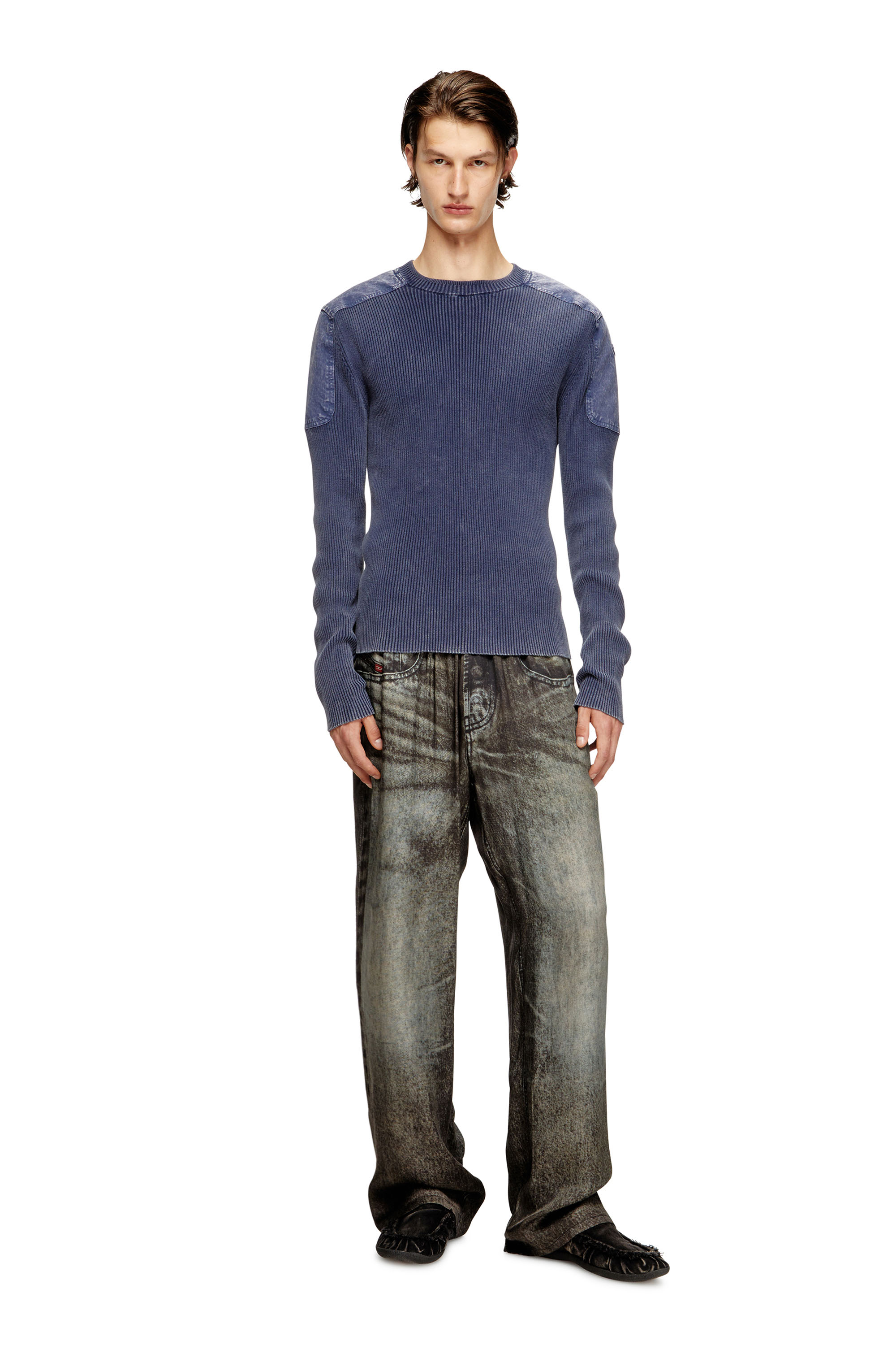 Diesel - K-MARTIN, Herren Pullover mit Schulterpartien aus Denim in null - 2