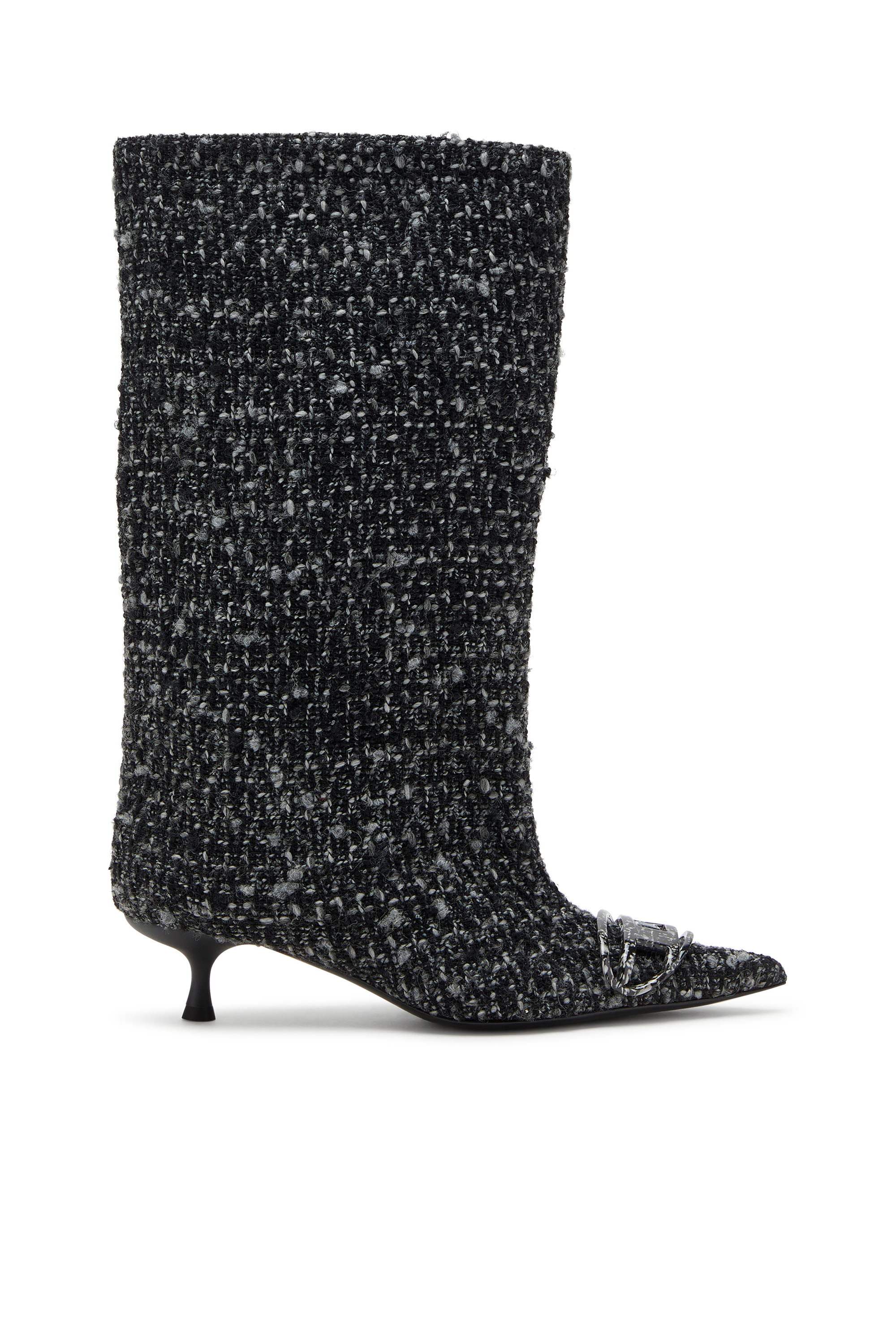 Diesel - D-VENUS 40 KB TUBE, Damen Bouclé-Kniehohe Stiefel in Schwarz - 1
