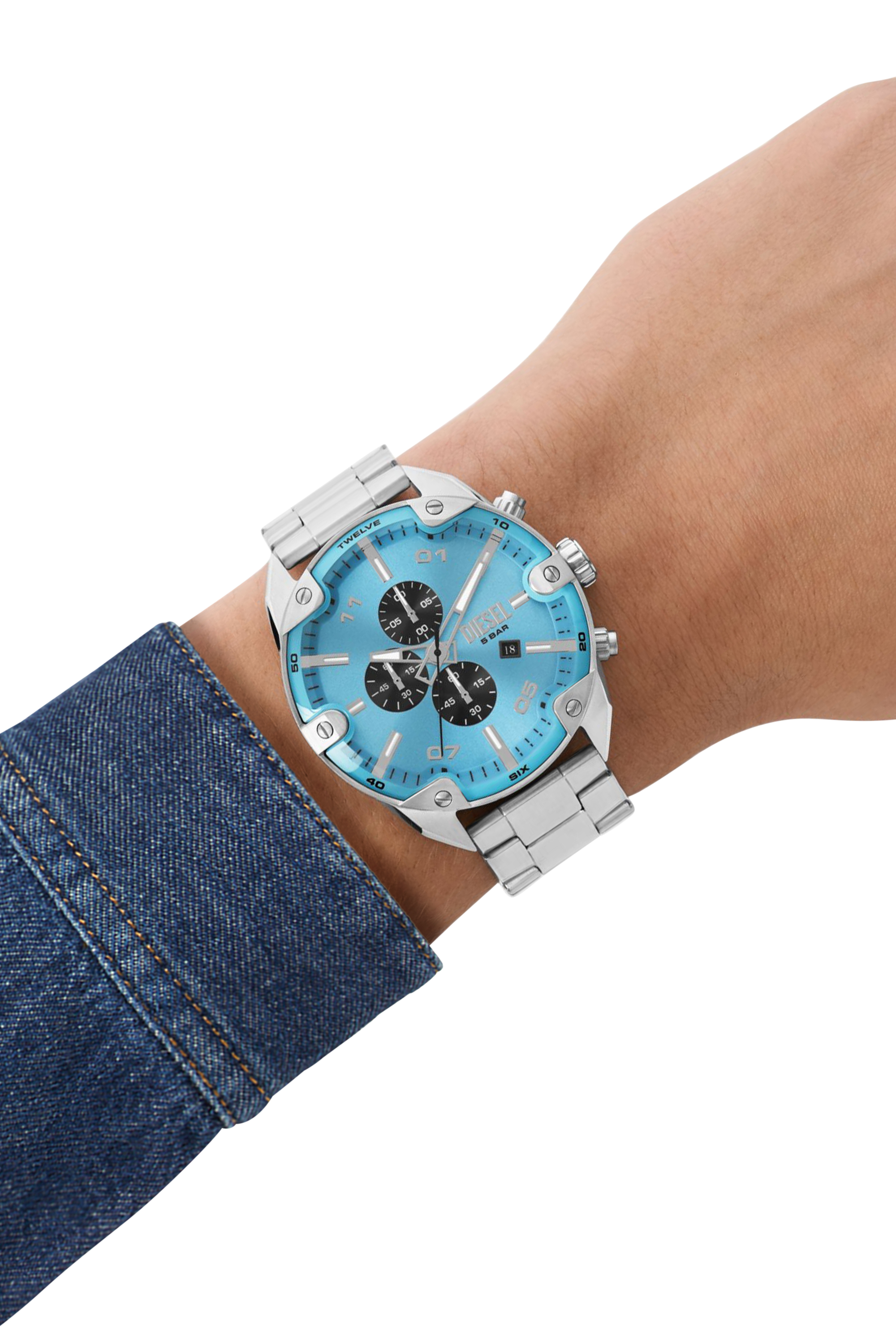 Diesel - DZ4655, Herren Spiked Chronograph Edelstahl in Silber - 4