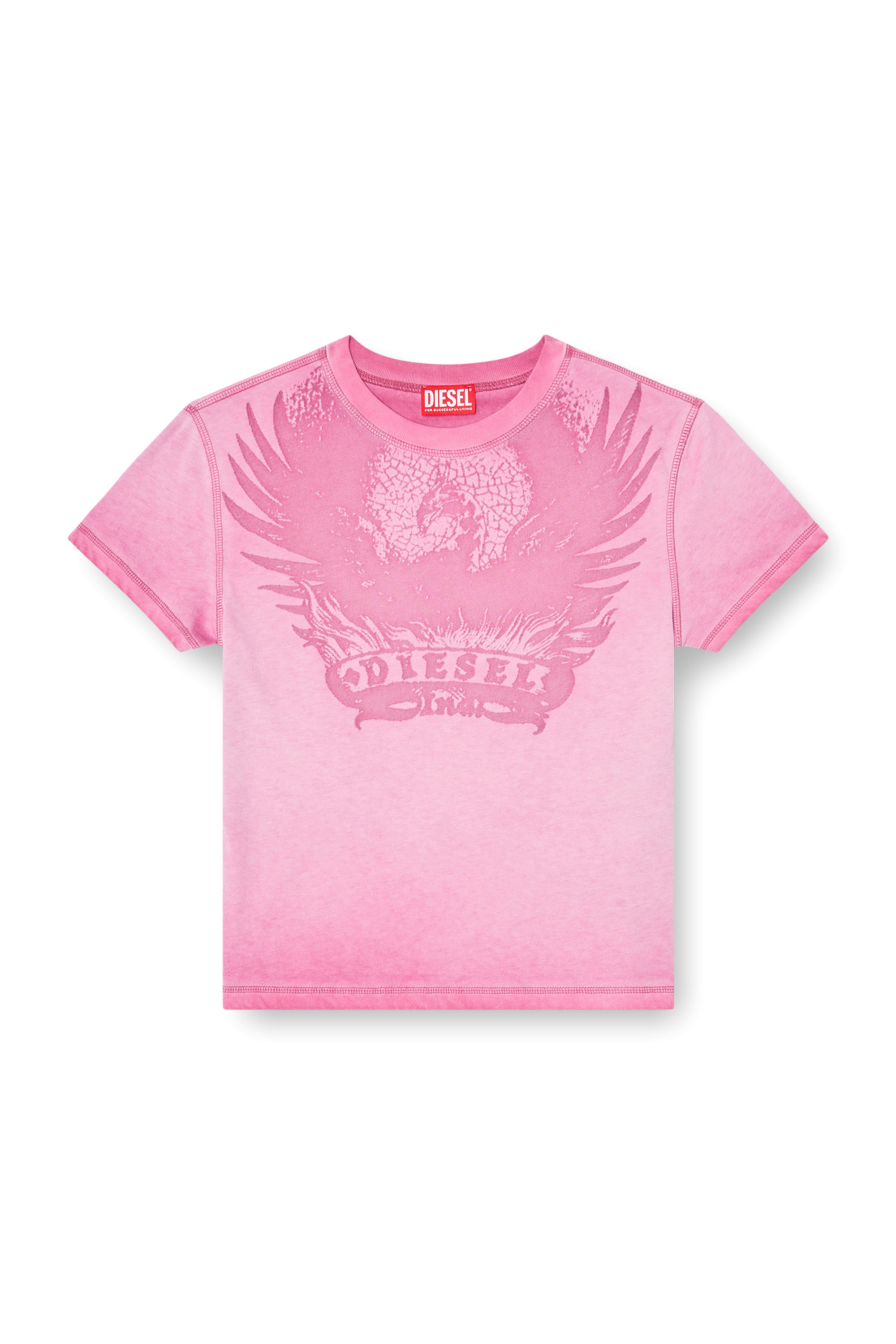 Diesel - T-ILA-AA7, Damen Slim T-shirt mit d&eacute;vor&eacute; Phoenix in Rosa - 3