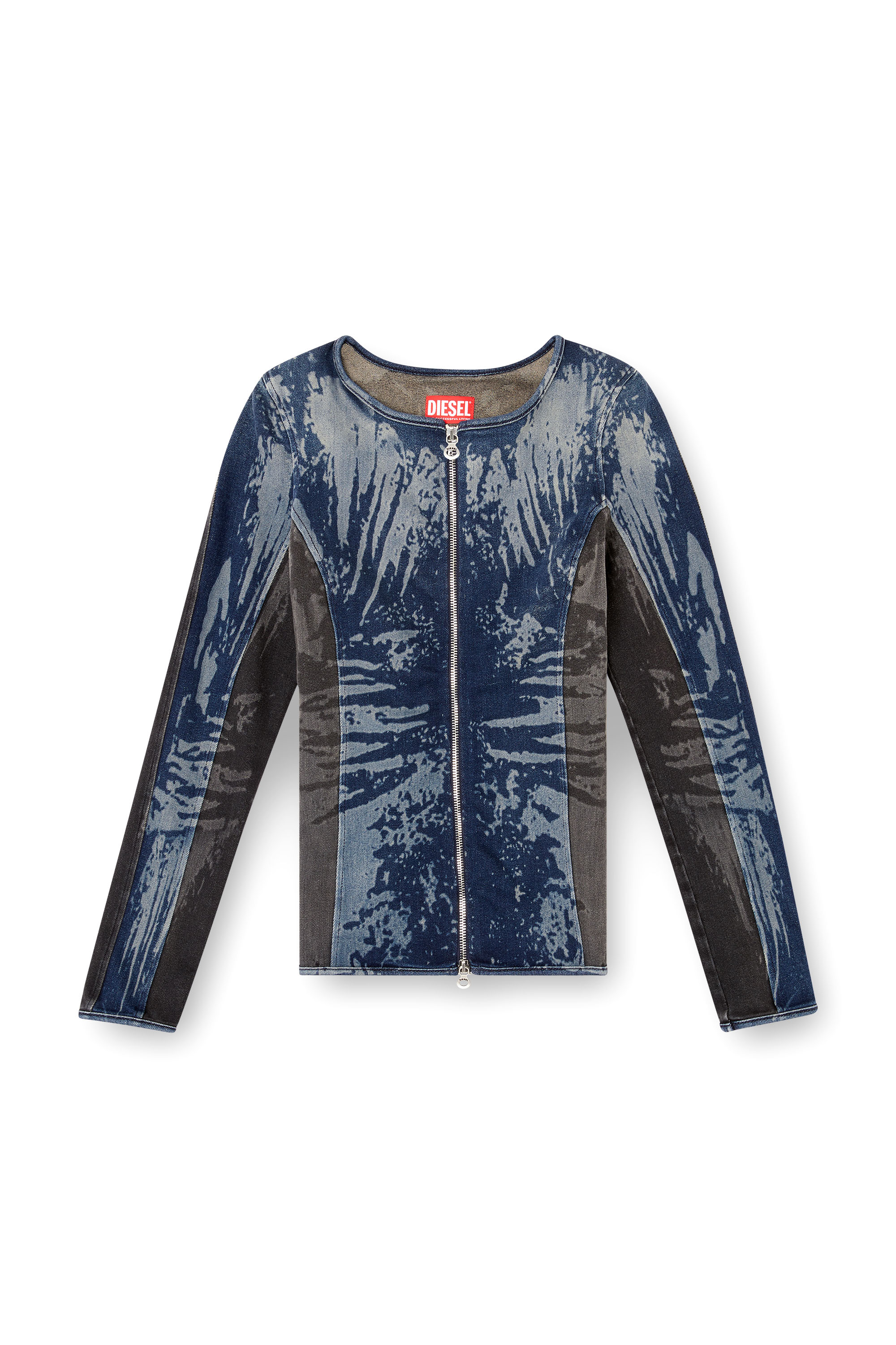 Diesel - DE-GARY-S, Damen Zipped top in bicolour denim in Dunkelblau - 3