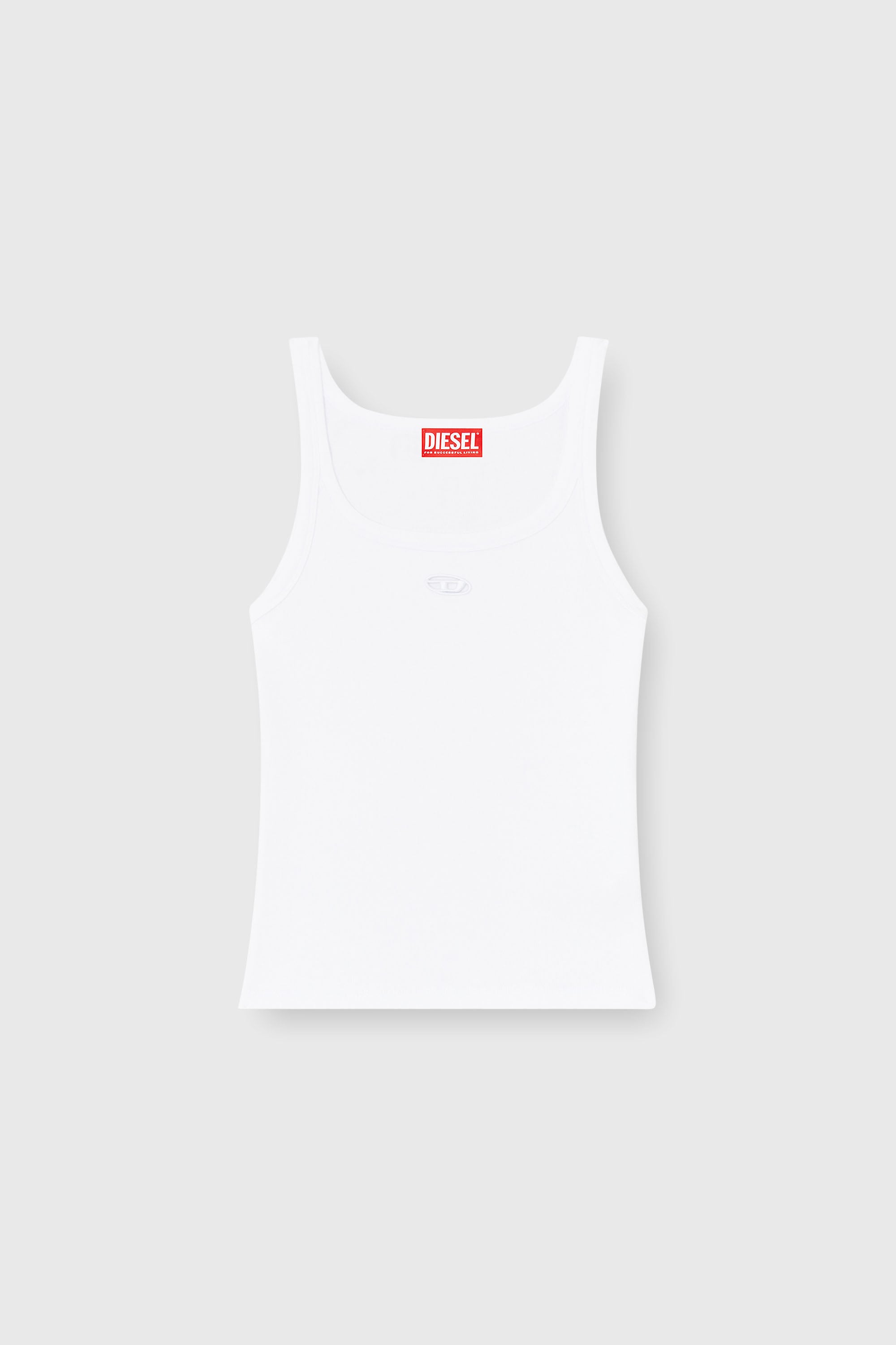 Diesel - T-WIFE-OD, Damen Schmales Tanktop mit lasergeschnittenem Oval D in Wei&szlig; - 2