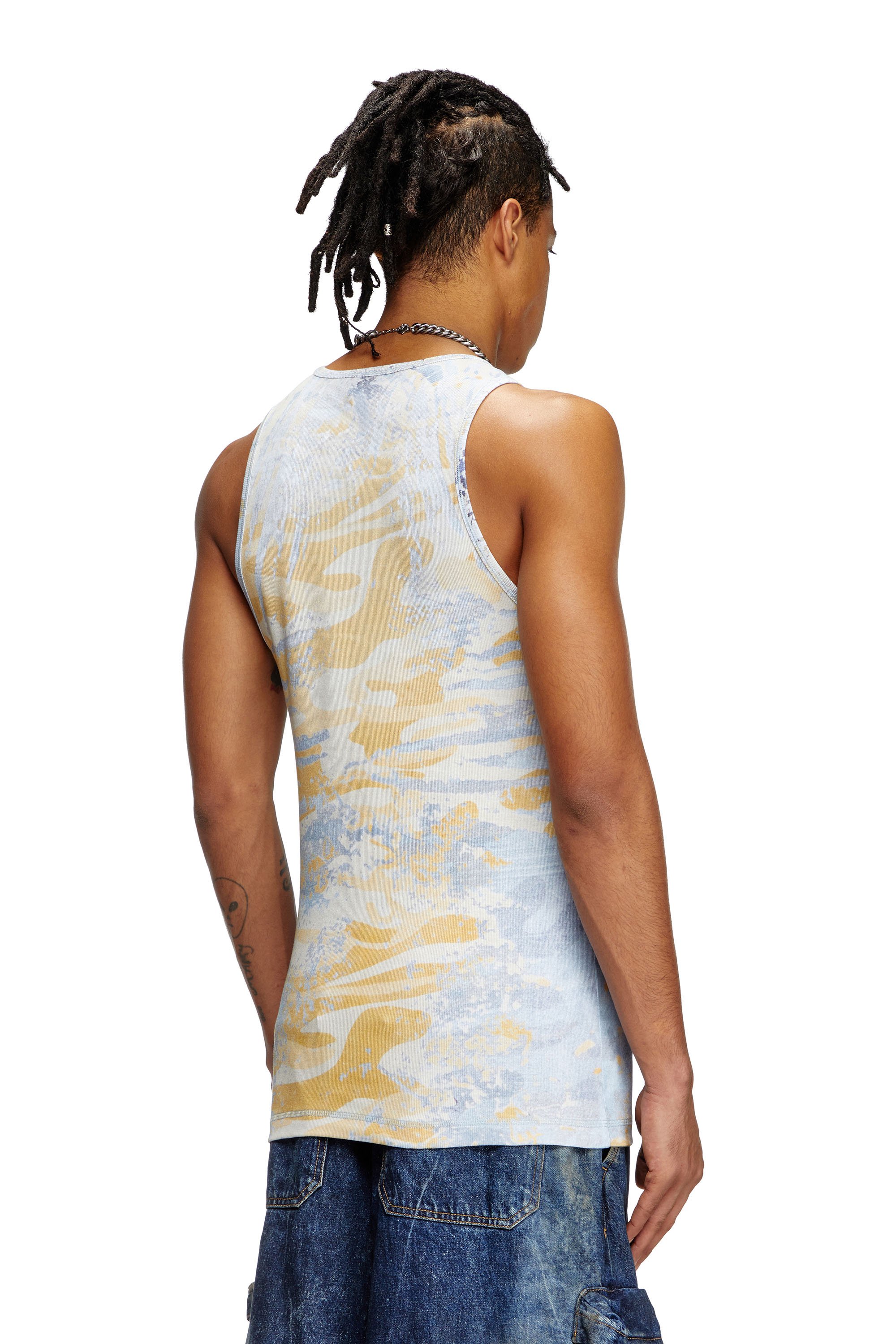 Diesel - T-LIFTY-DD, Unisex Camouflage-Tanktop aus Baumwollstretch in Blau/Gelb - 4