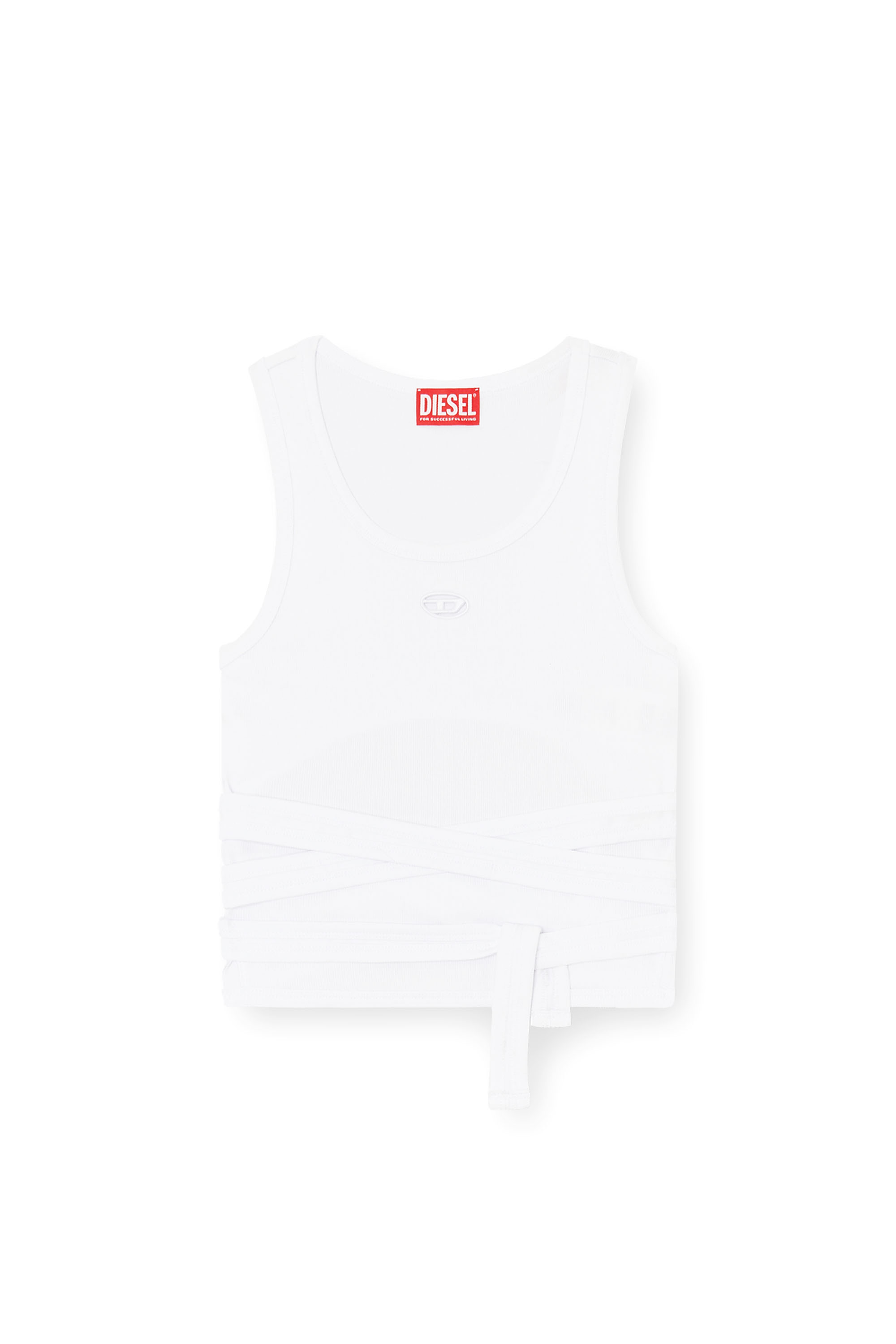 Diesel - T-ANKY-TAIL-S1, Damen Crop-Top mit Wickeldesign in Wei&szlig; - 3