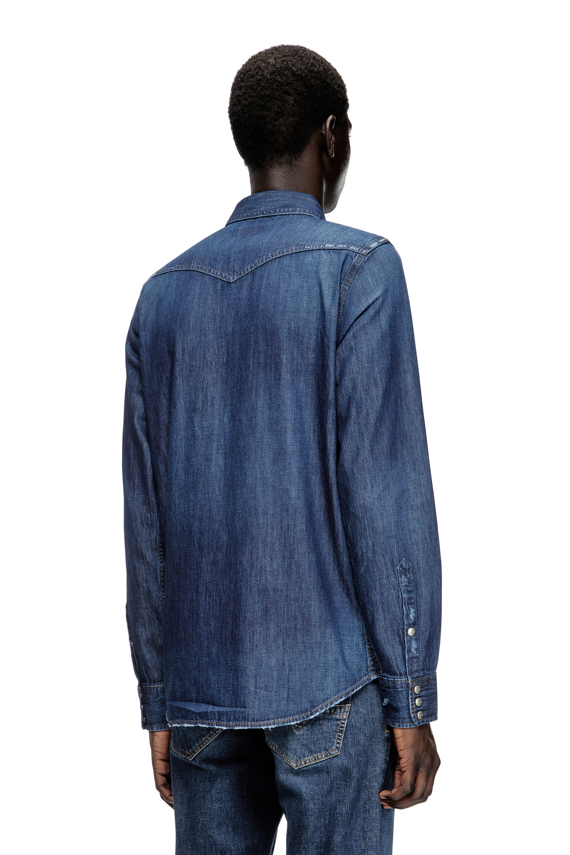 Diesel - D-VEGA, Herren Overshirt aus Denim in Dunkelblau - 4