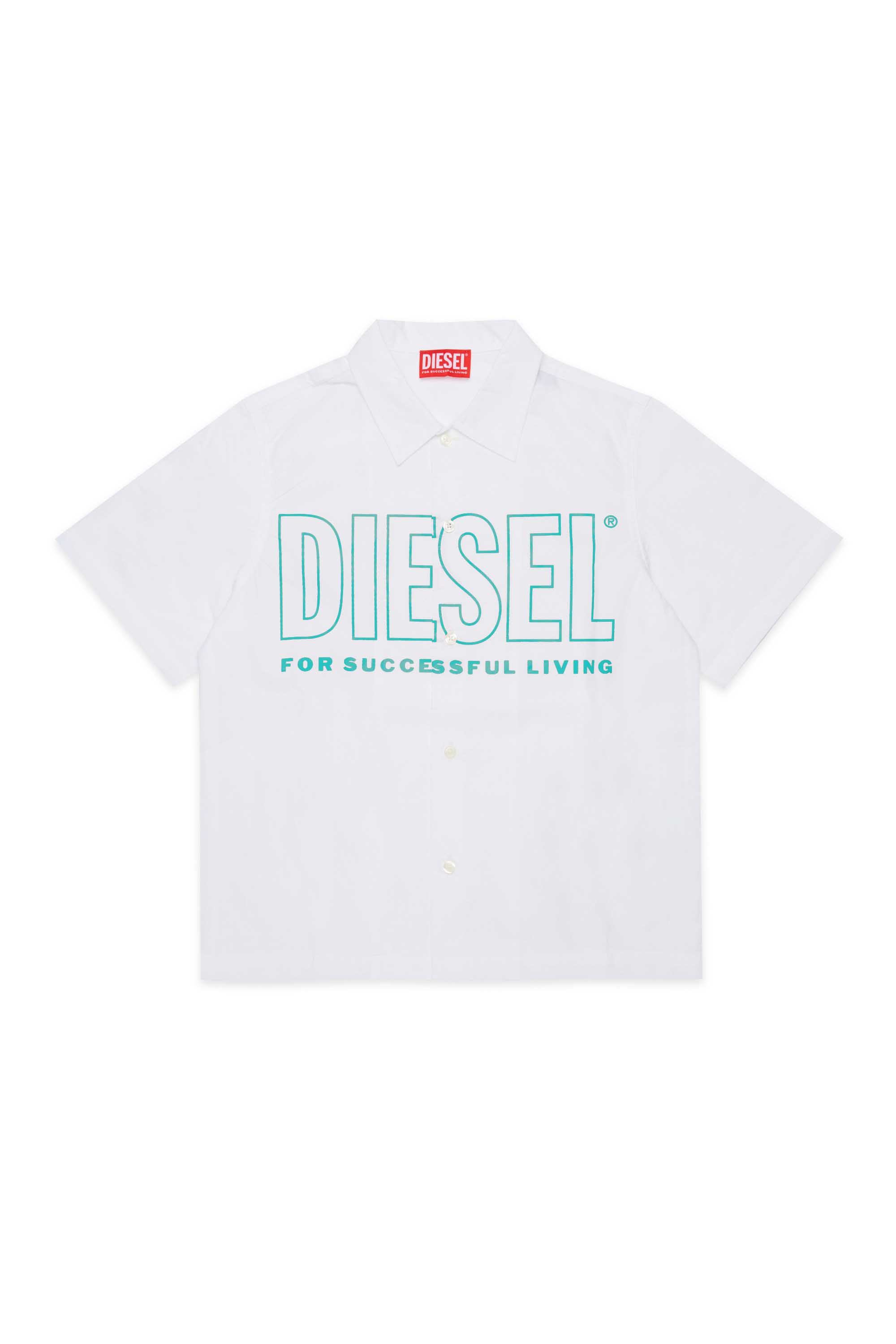 Diesel - MCDRID, Man's Cotton shirt with short sleeves in White - 1