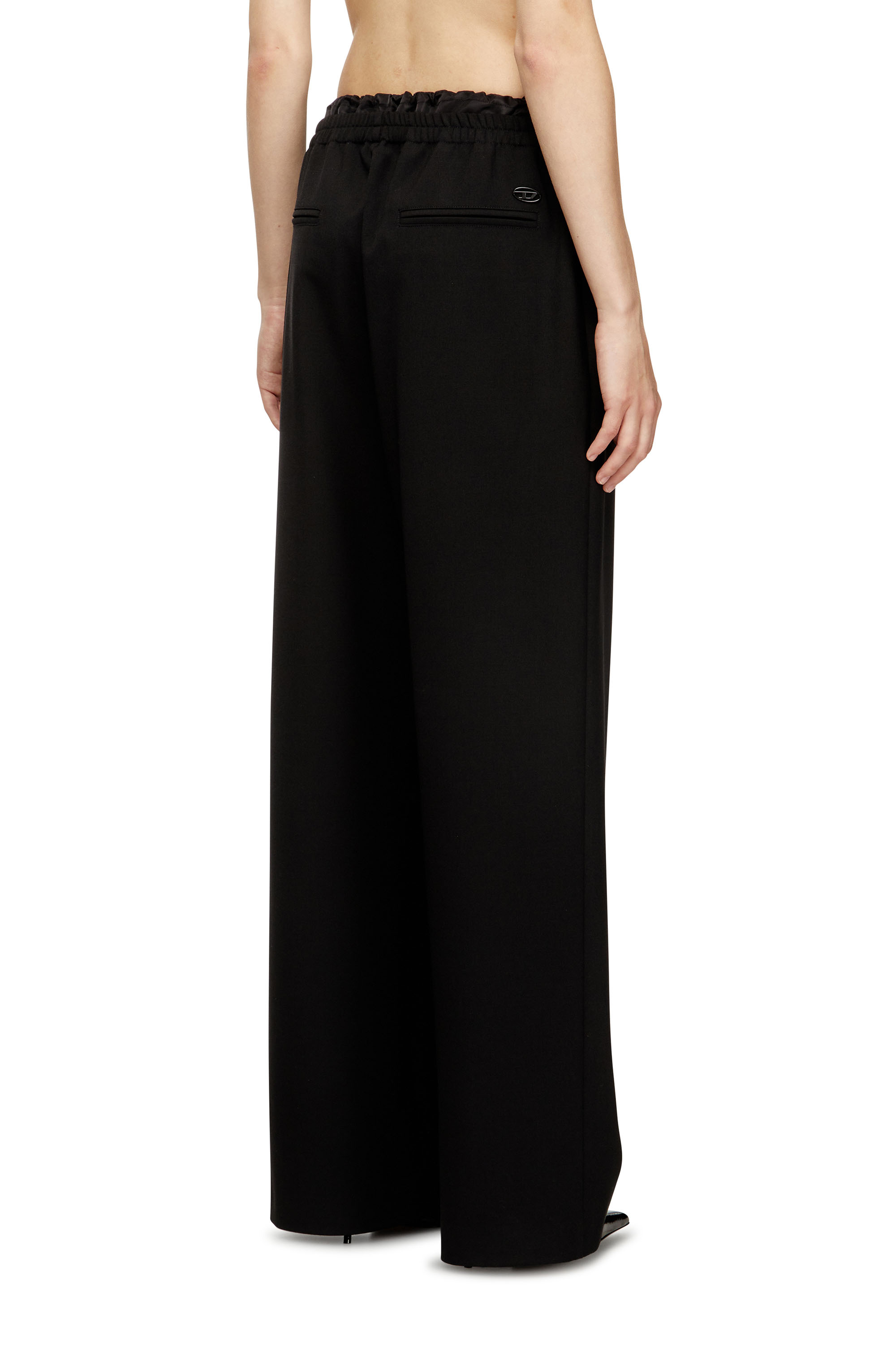 Diesel - P-YRITE-R2, Damen Wollhose mit Kordelzug in Schwarz - 4