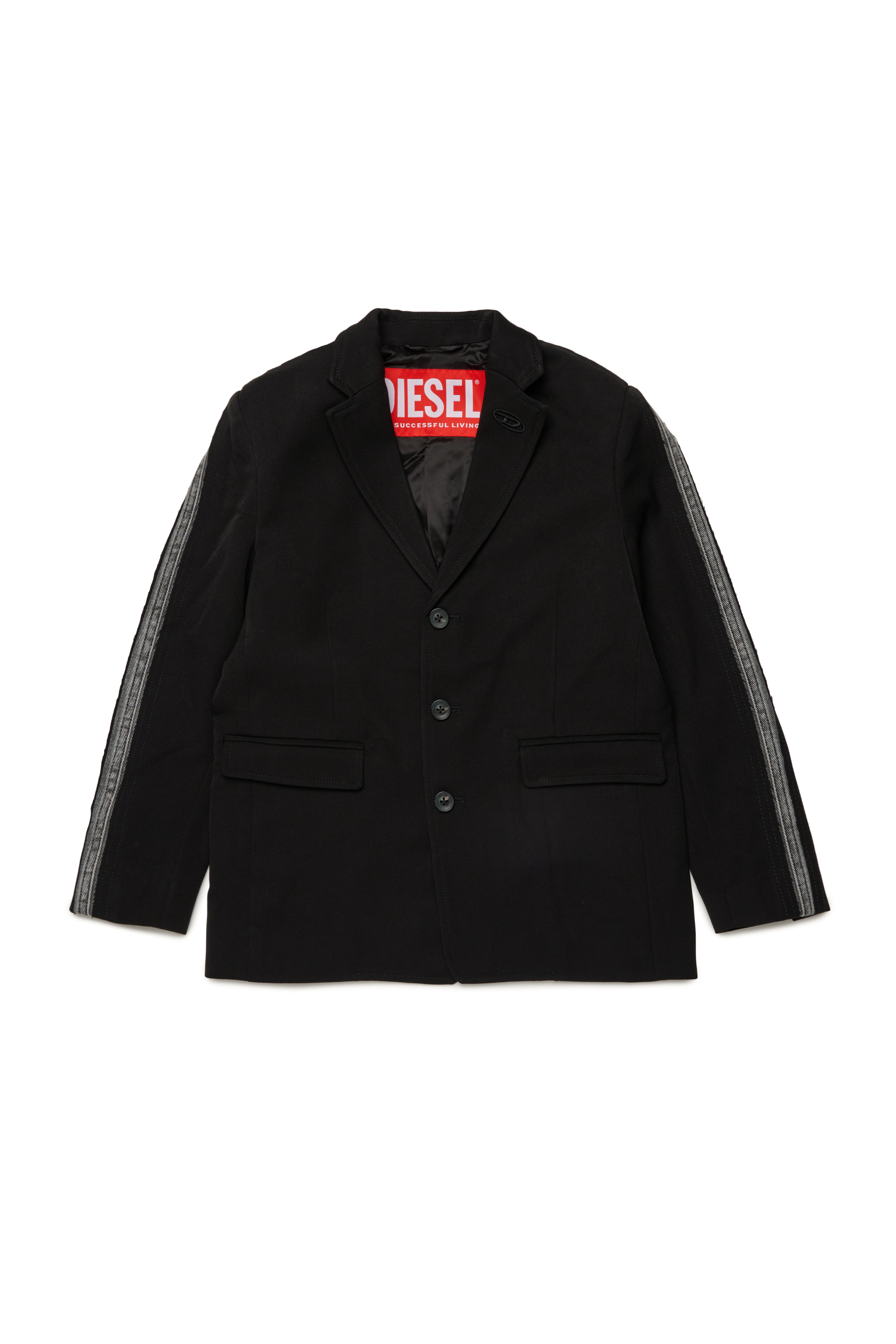 Diesel - JHIVO, Herren Blazer aus Viskose mit Einsätzen aus Denim an den Ärmeln in Schwarz - 1