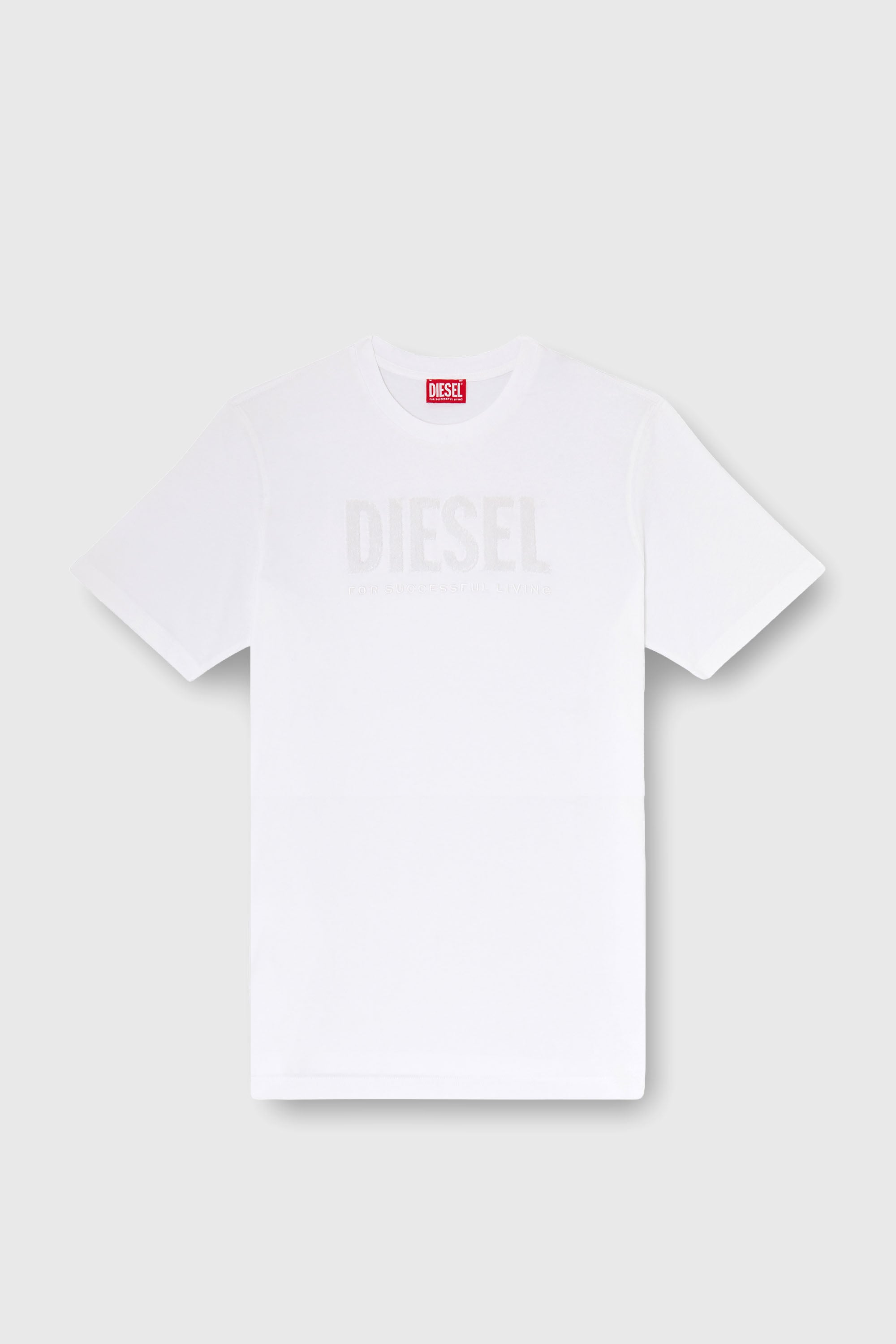 Diesel - T-JUST-OVA-T92, Herren T-Shirt aus Baumwolle mit tonalem Diesel-Logoprint in Wei&szlig; - 2
