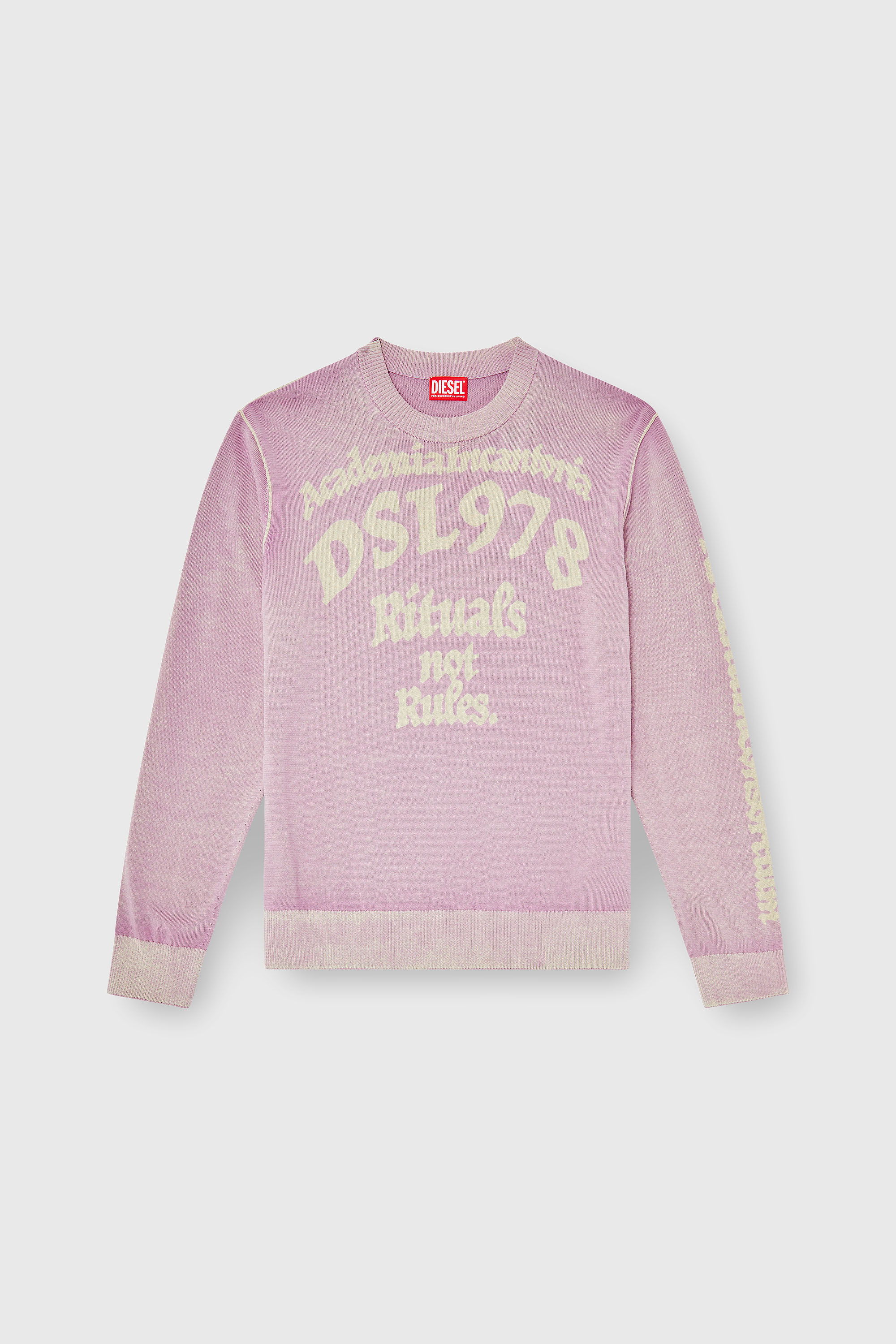 Diesel - K-LAUTI, Herren Pullover aus behandelter Baumwolle mit Slogan in Lila - 2