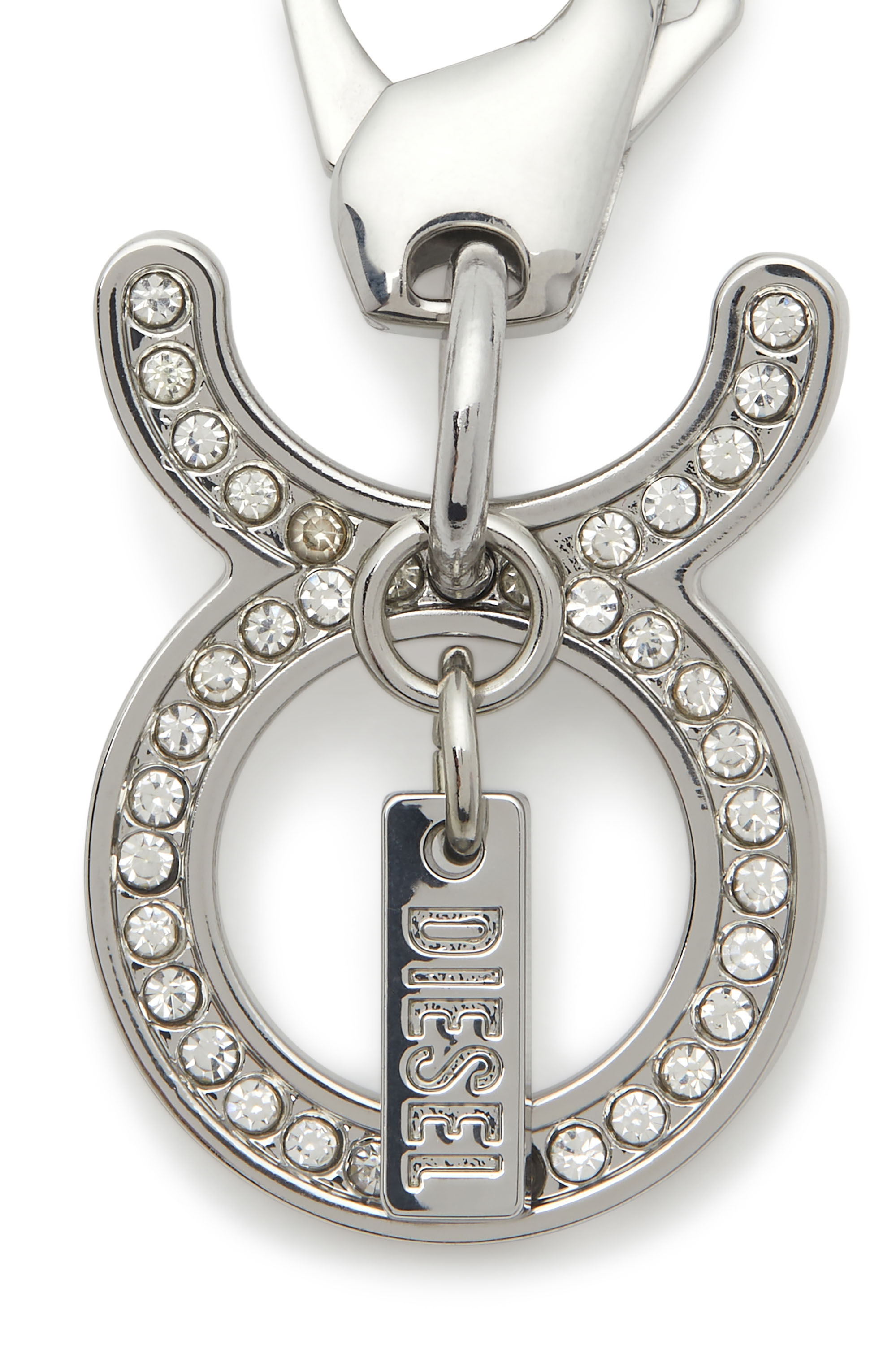 Diesel - CHARM TAURUS, Unisex Metallischer Stier-Anhänger mit Strasssteinen in Silber - 2