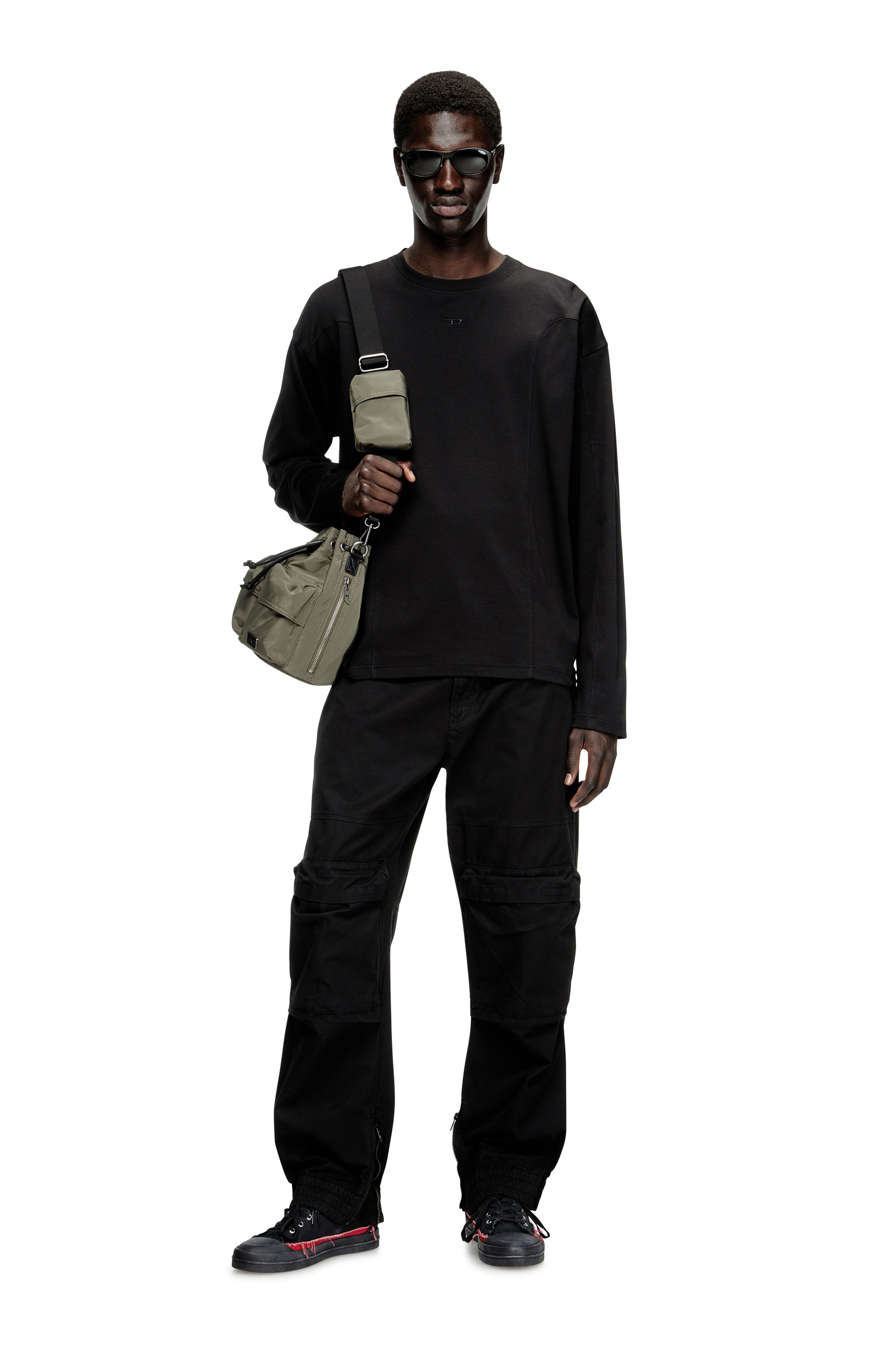 Diesel - S-D-VERSE MID II, Herren S-D-Verse-High-Top-Sneakers aus Canvas in vielgetragener Optik in Schwarz/Rot - 7