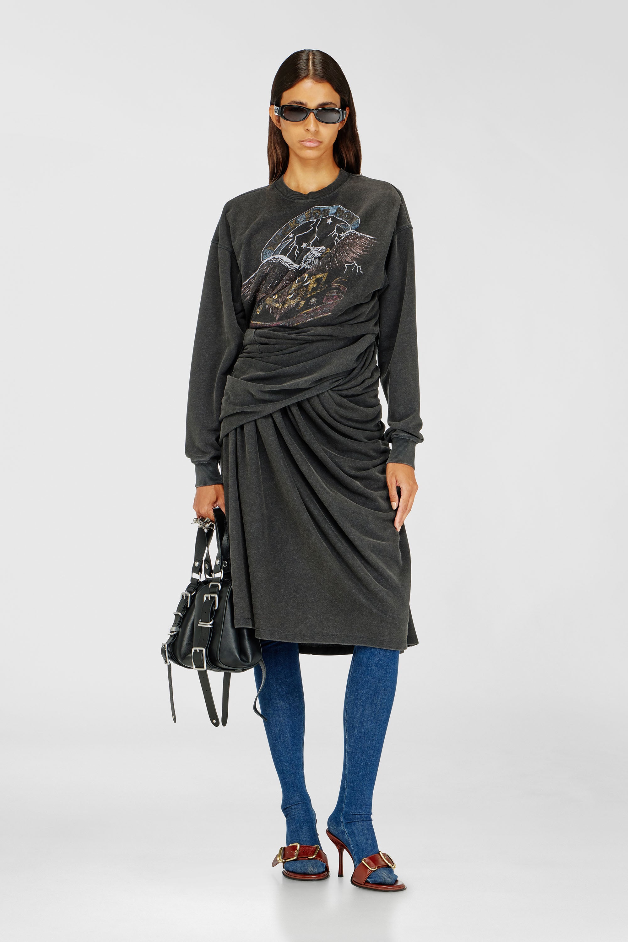 Diesel - D-NENCY, Damen Sweatshirt-Kleid mit Konzertgrafiken in null - 2