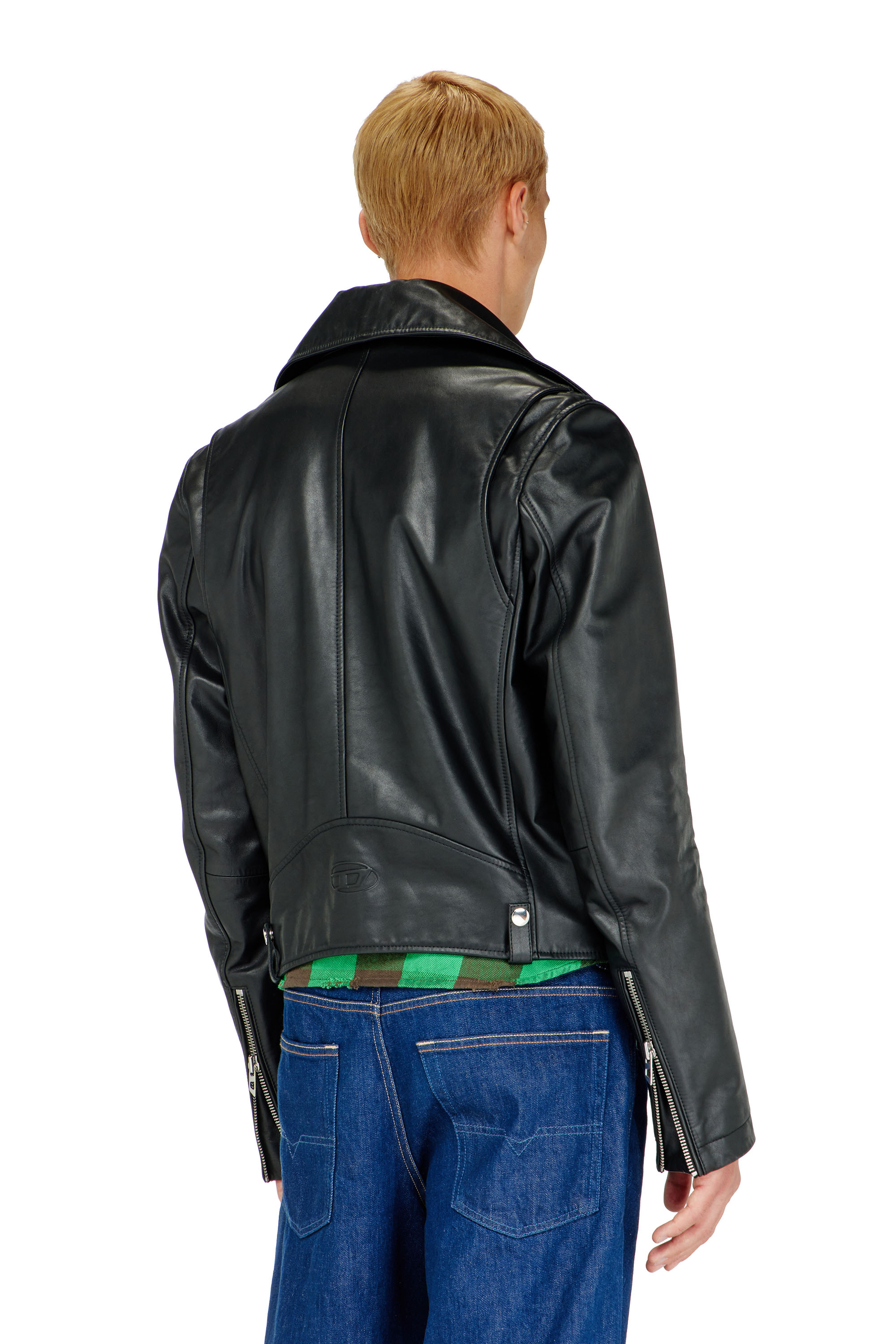 Diesel - L-EO-WRD, Herren Bikerjacke aus gewachstem Leder in Schwarz - 4