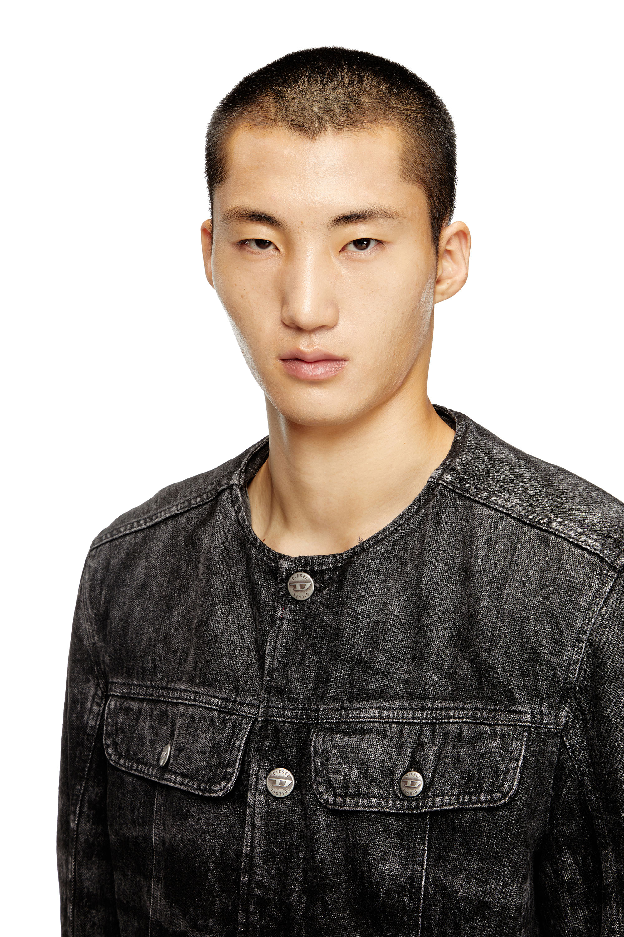 Diesel - D-ABERDEEN-FSH2, Herren Jacke aus gelaserte Baumwolle-Hanf-Denim in Schwarz - 5