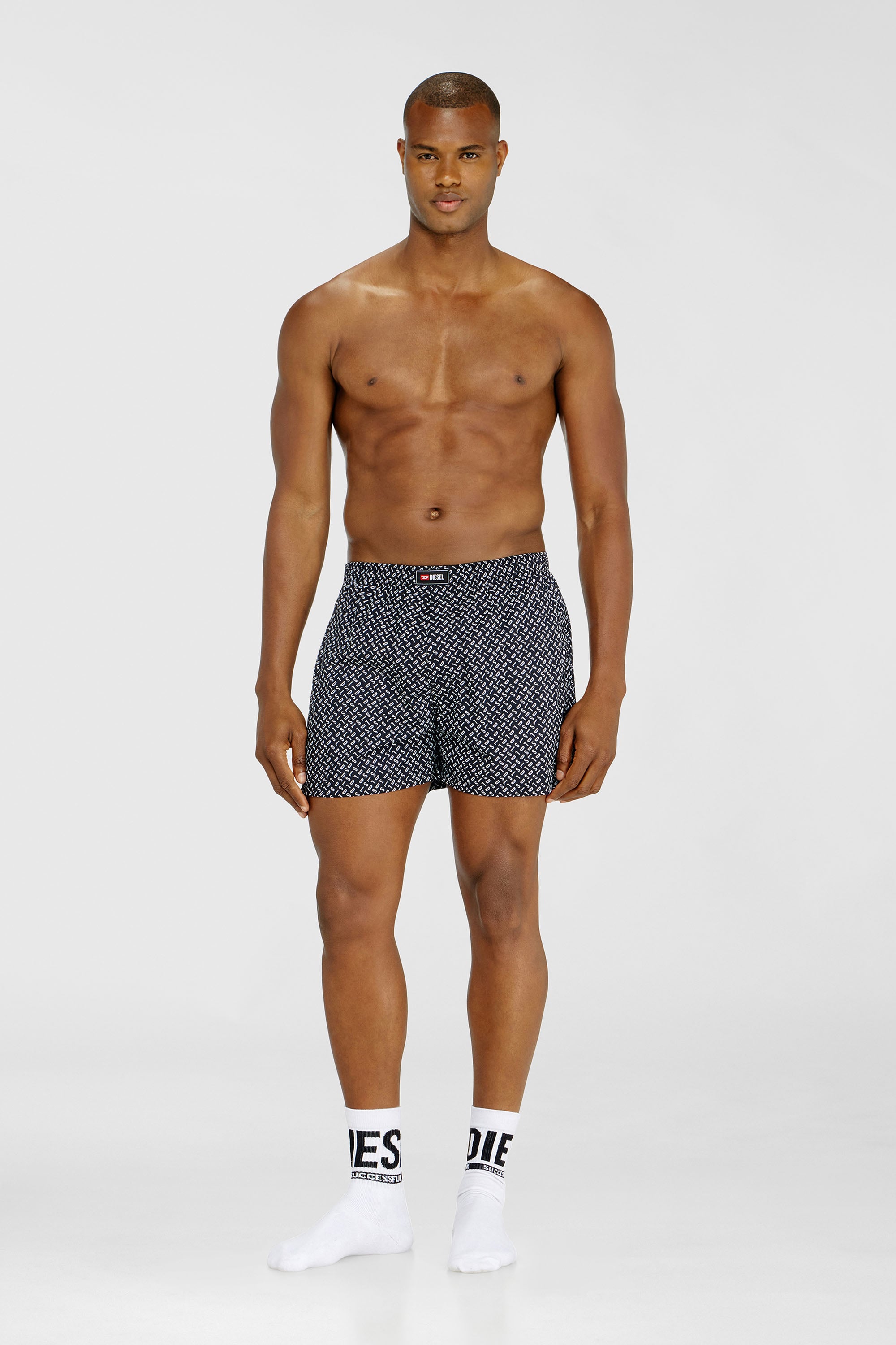 Diesel - RYAN-D-CORE-3PACK, Herren Boxershorts aus Baumwolle mit unifarbenem und all-over DSL-Print im Dreierpack in Blau - 2
