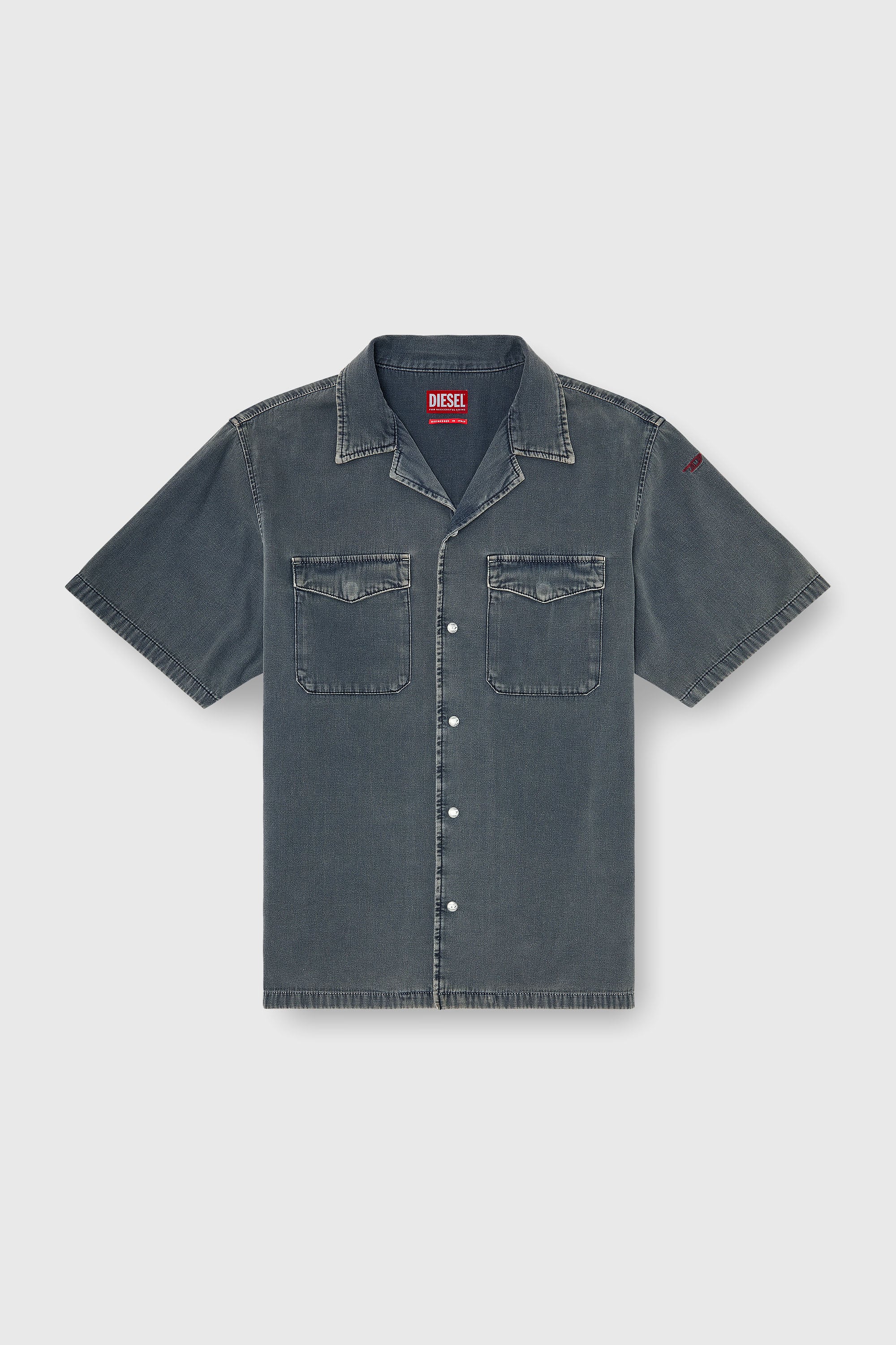 Diesel - D-NABIL-P, Herren Bowling-Hemd aus farbigem denim in Dunkelgrau - 2