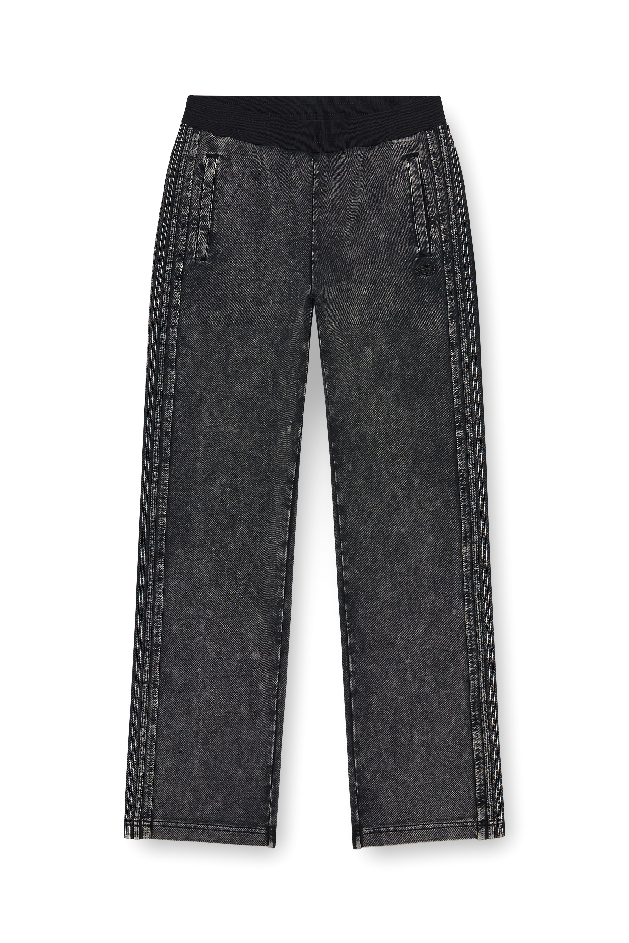 Diesel - P-ALT, Herren Sweatpants im Denim-Look mit Seitenstreifen in Schwarz/Dunkelgrau - 3