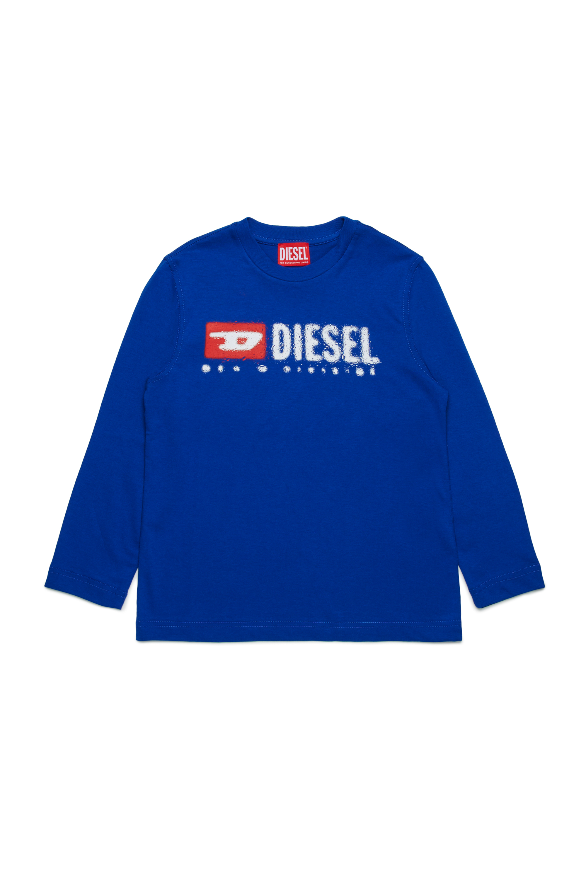 Diesel - TDROPS, Herren Rundhals-T-Shirt aus Baumwolle mit Logodruck in Blau - 1