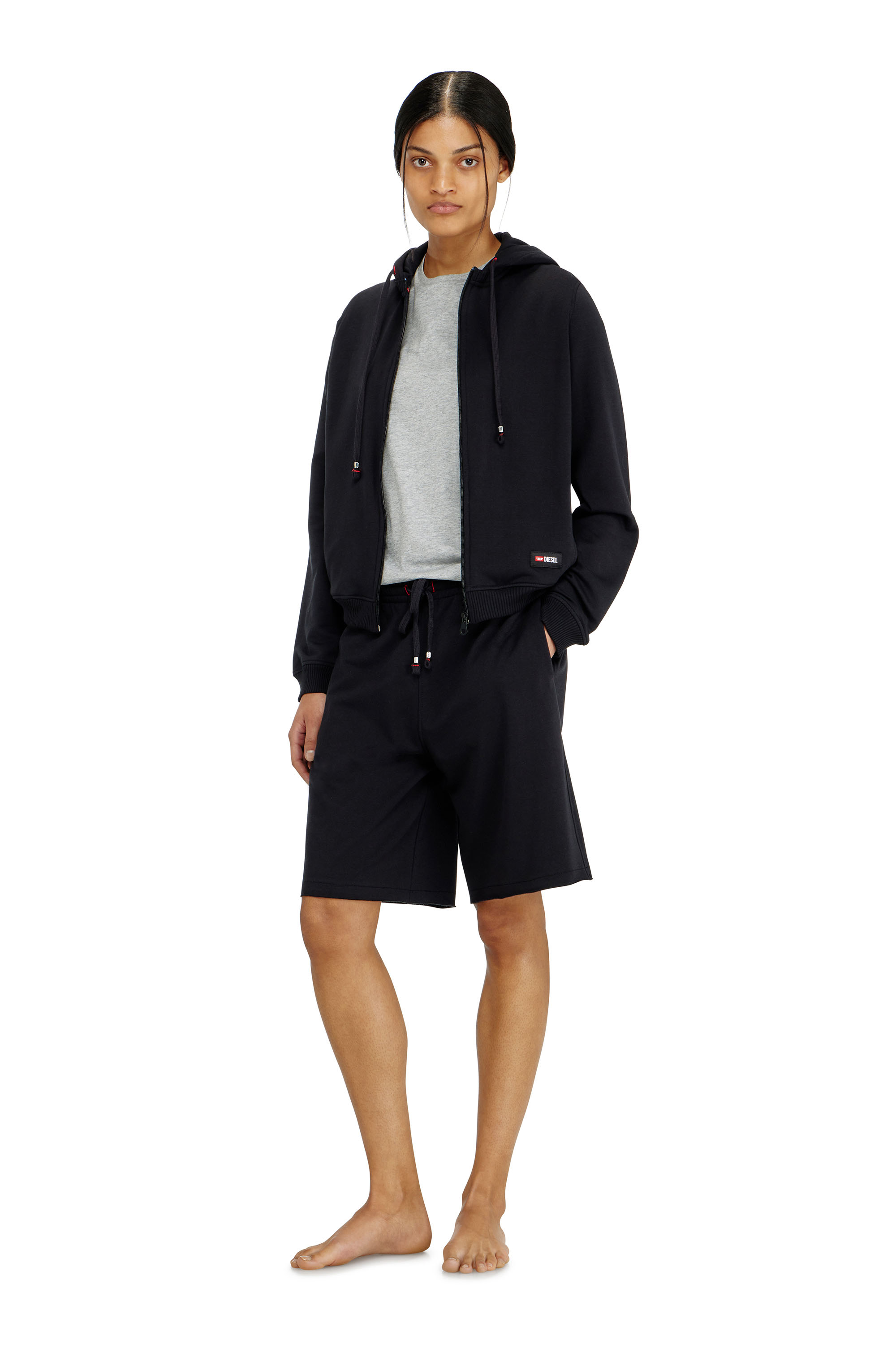 Diesel - HARRIET-D-CORE, Damen Kapuzenpullover aus aufgerauter Baumwollmischung in Schwarz - 1