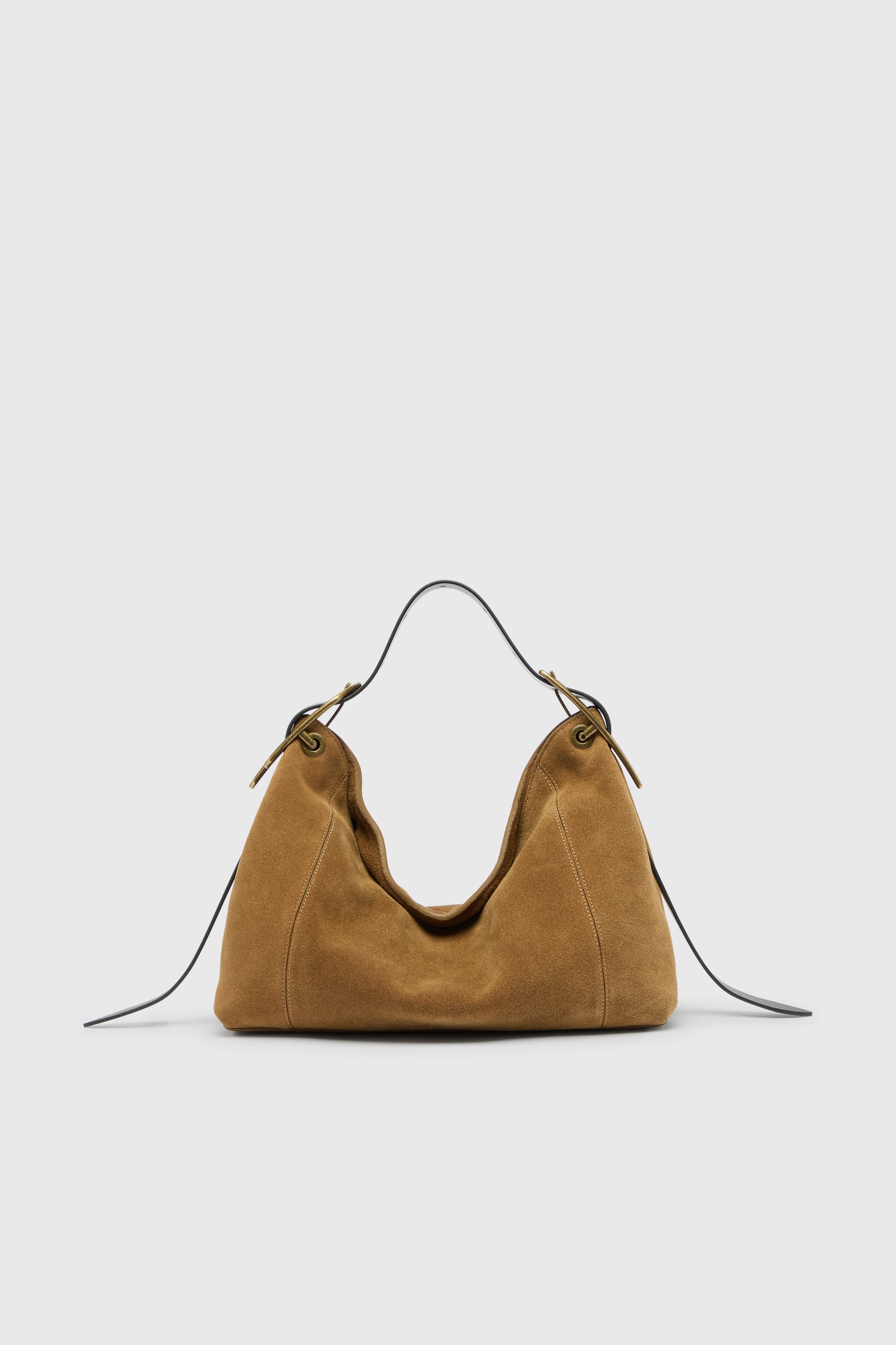 Diesel - D-LINE HOBO S, Damen D-Line Schultertasche aus gewachstem Veloursleder in Hellbraun - 1