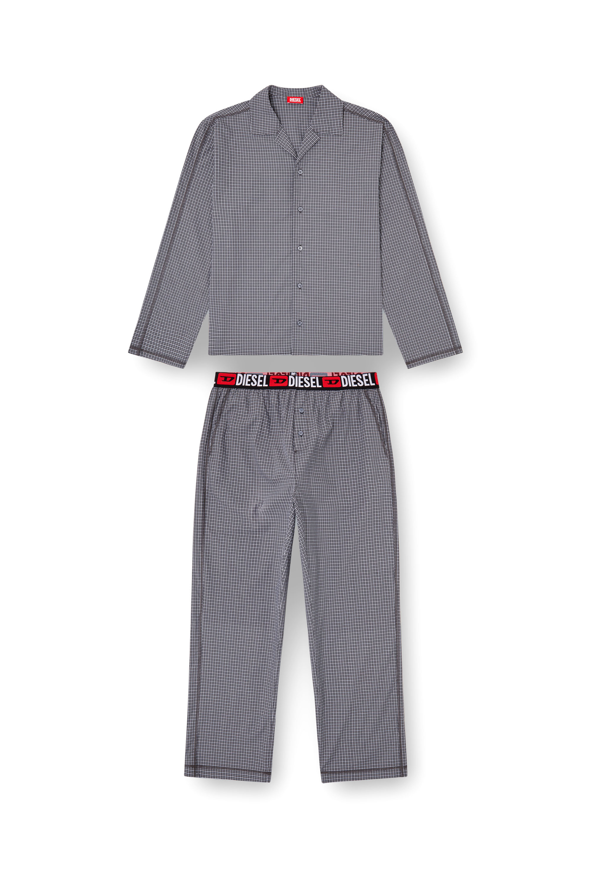 Diesel - SET-PAUL-D-CORE, Herren Pyjamas aus Karo-Baumwolle in Grau - 2