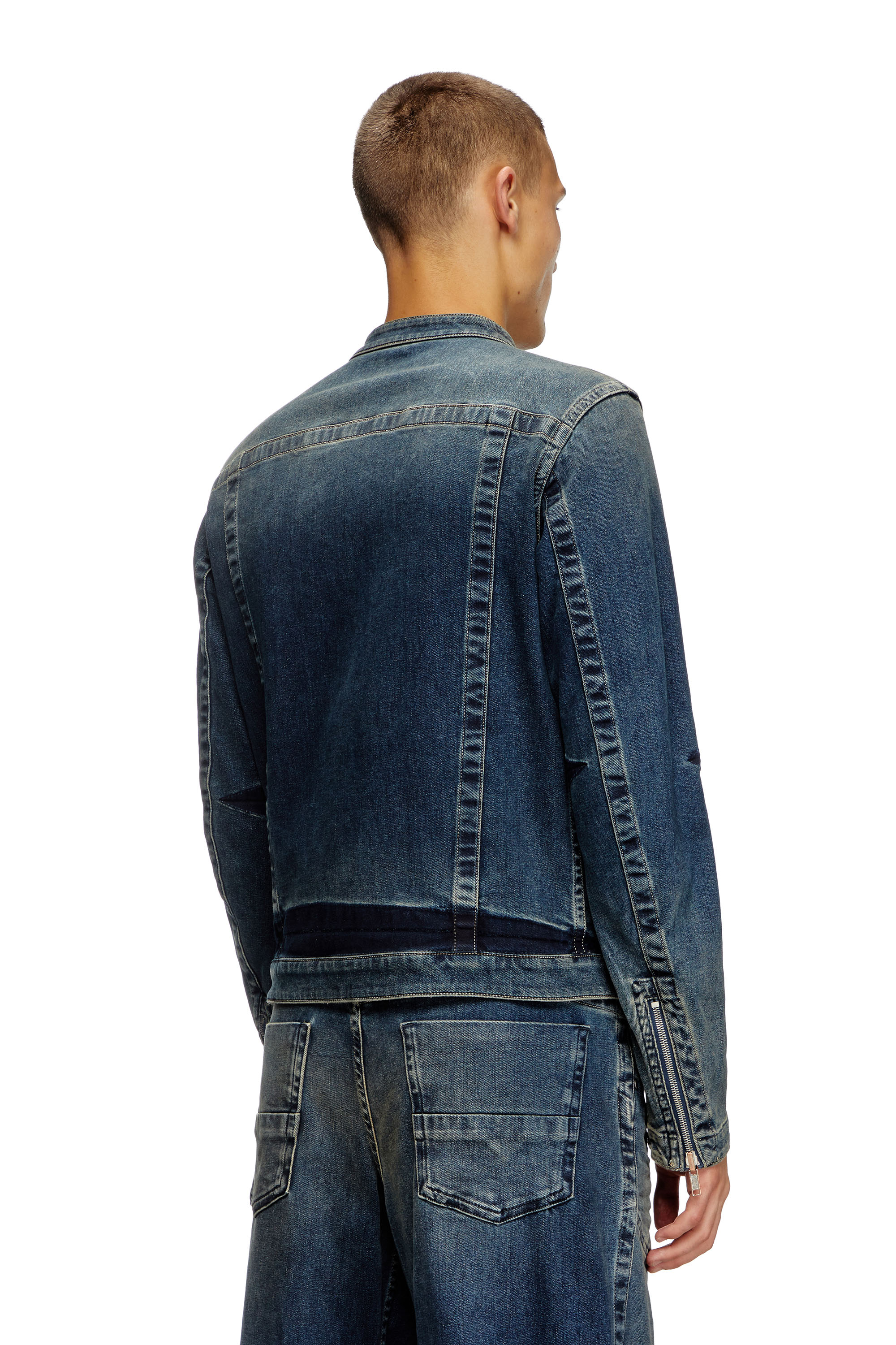 Diesel - D-GLORY-RE, Herren Motorradjacke aus Rehab-Denim in Dunkelblau - 5