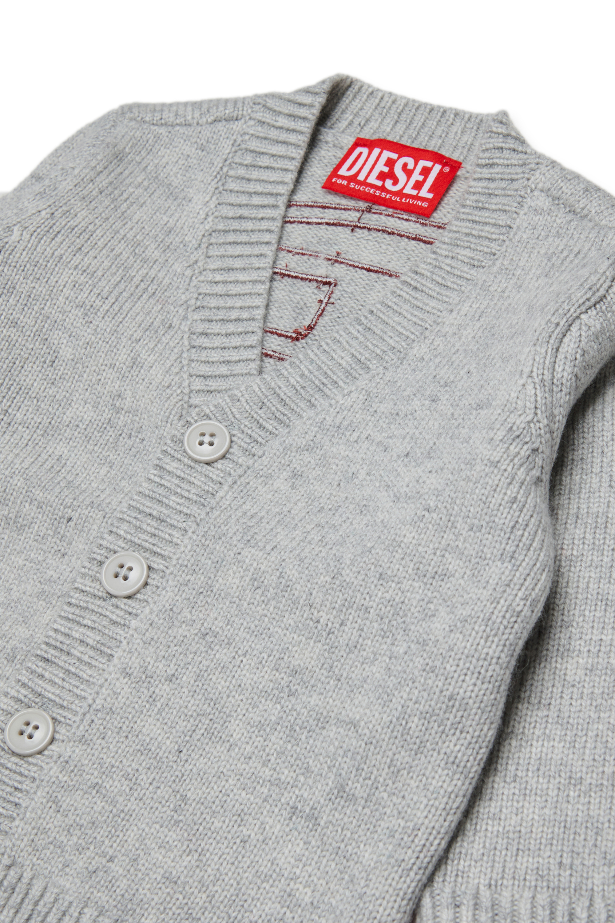 Diesel - KOLYB, Herren Cashmere-angereicherte Strickjacke mit gro&szlig;em Oval D in Grau - 3