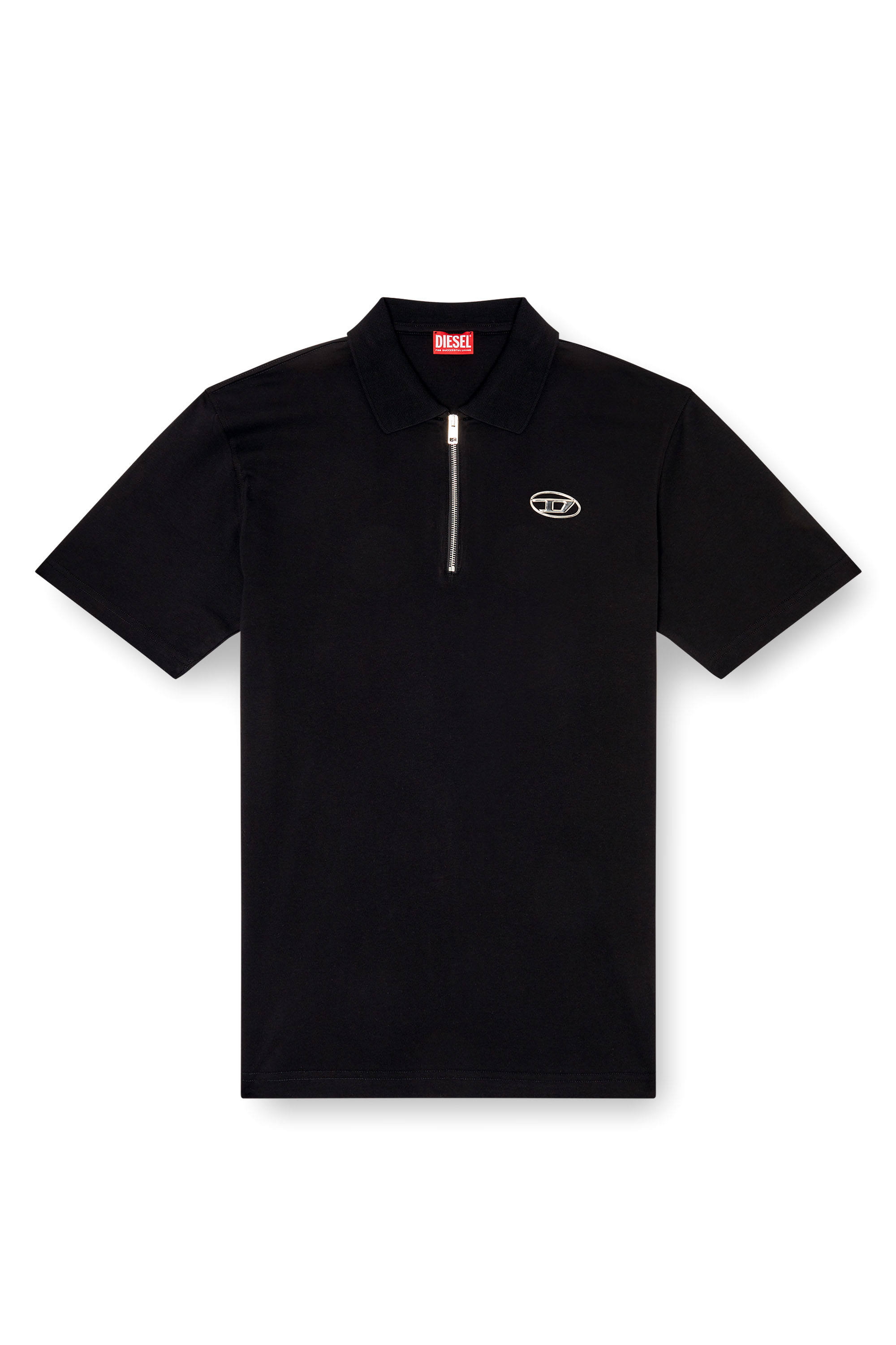 Diesel - T-VOR-OD, Herren Front-Reißverschluss-Poloshirt mit lasergeschnittenem Oval D in Schwarz - 2