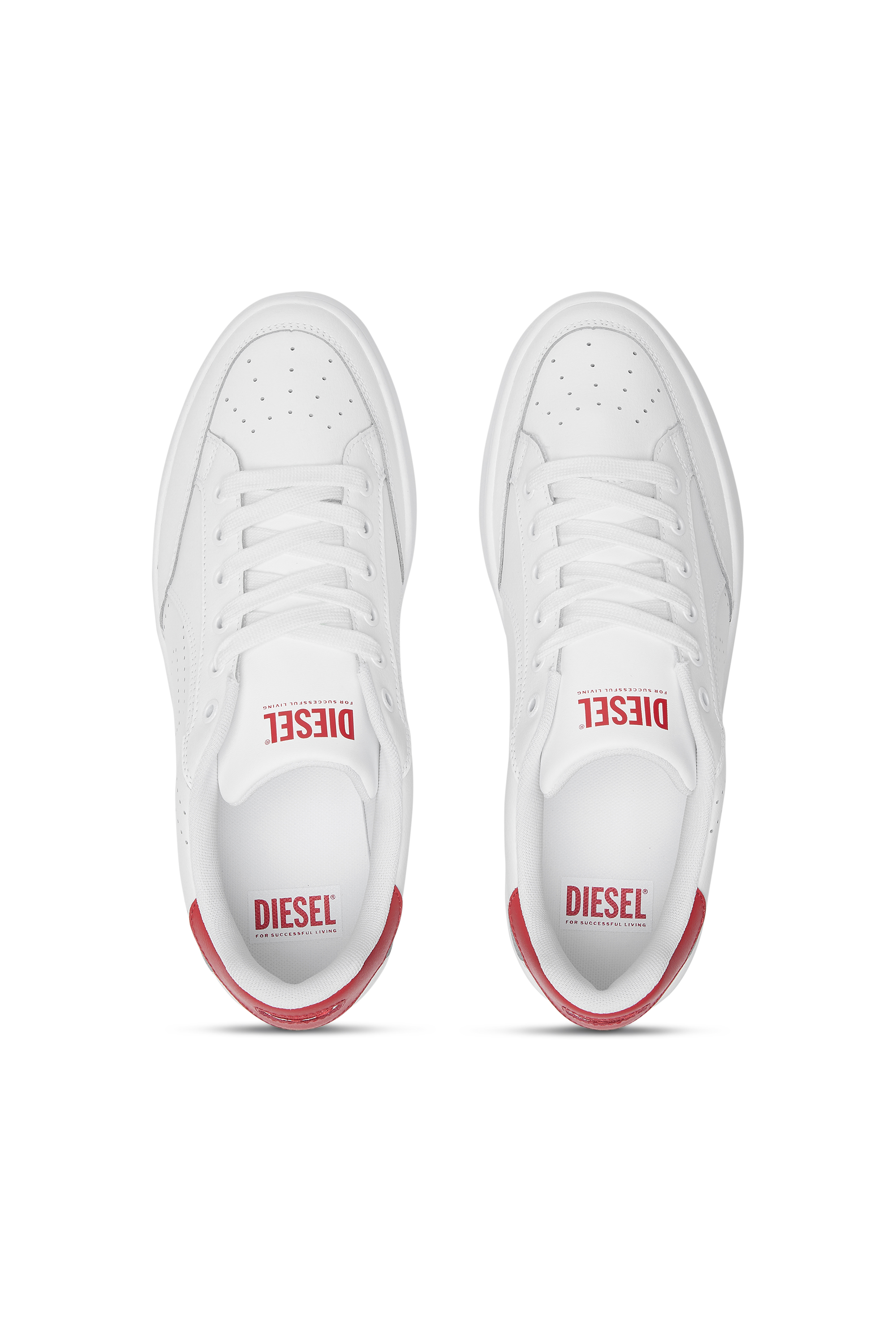 Diesel - S-DAKOTA LOW, Herren S-Dakota-Sneakers aus Leder mit perforiertem Logo in Weiss/Rot - 5