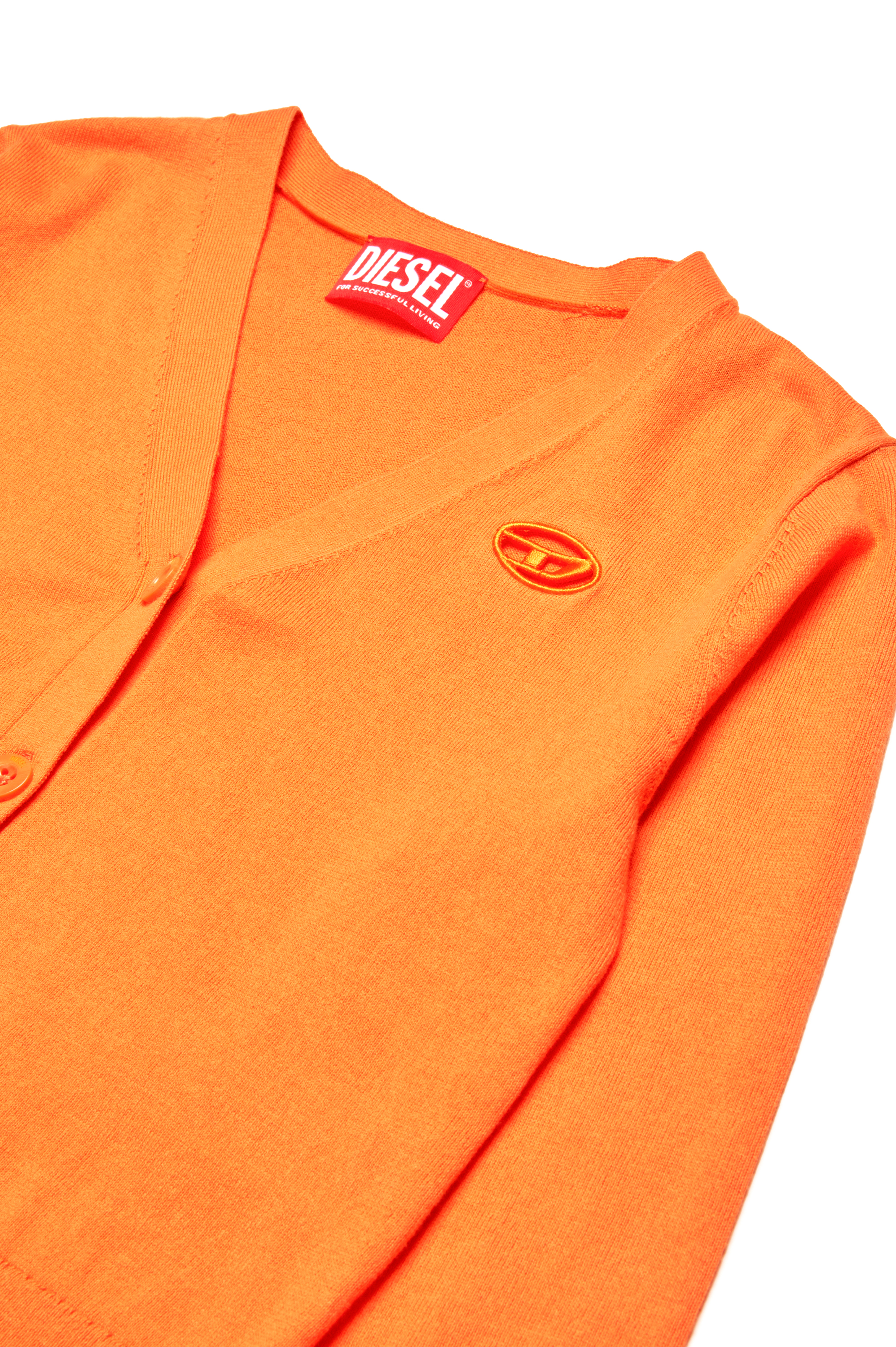 Diesel - KMARTE, Damen Cardigan mit Cutout-Oval D-Logo in Orange - 3